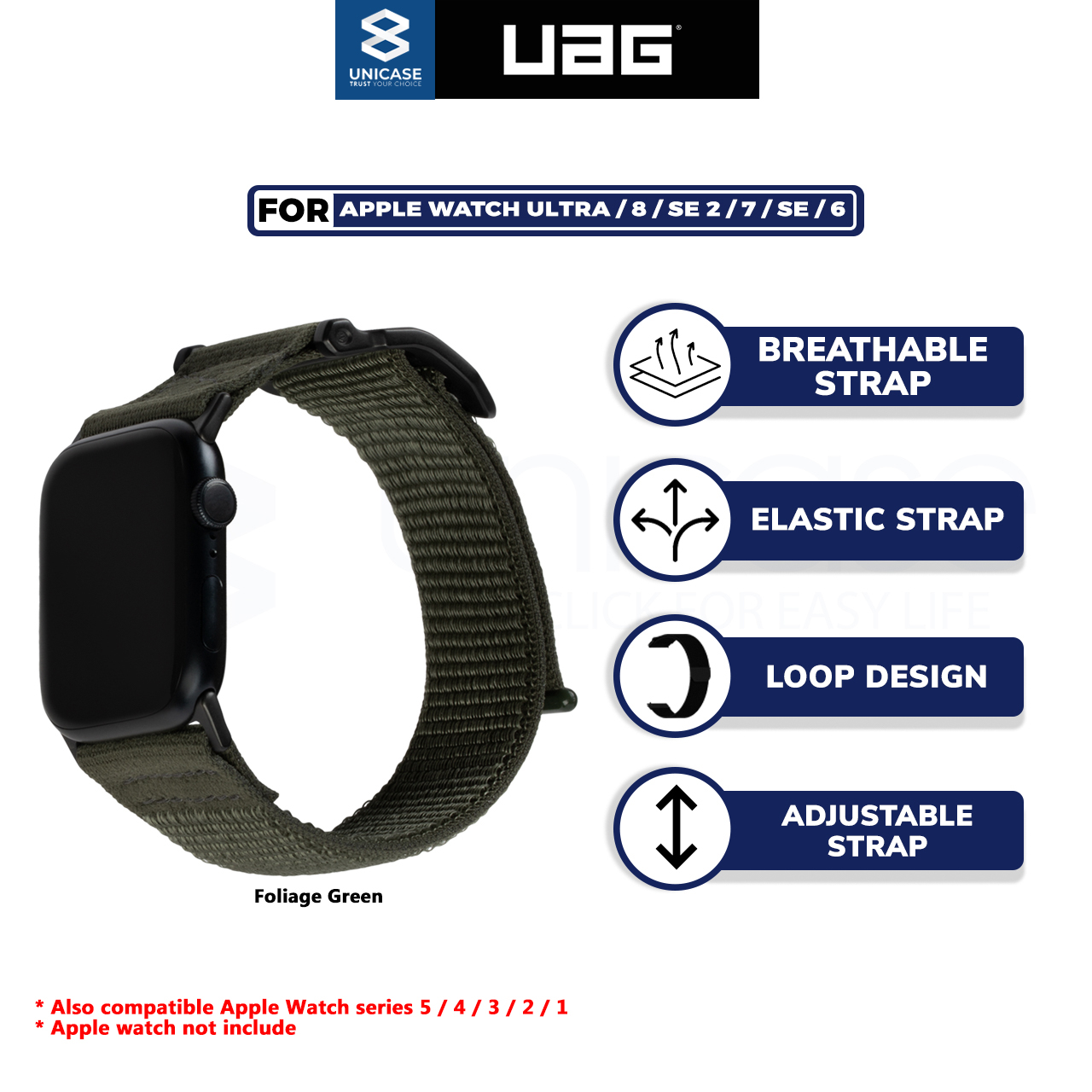 Strap Apple Watch Ultra 8/7/6/SE 2 49/45/44/41/40mm UAG Active Nylon