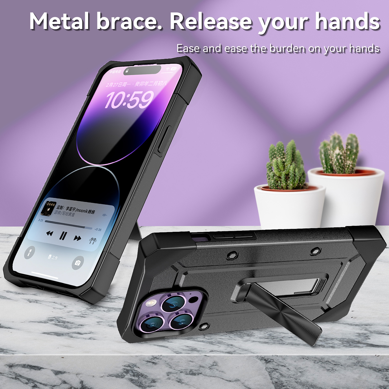 Case iPhone 14 Pro Max Plus octagoods Armor Shockproof Stand Casing