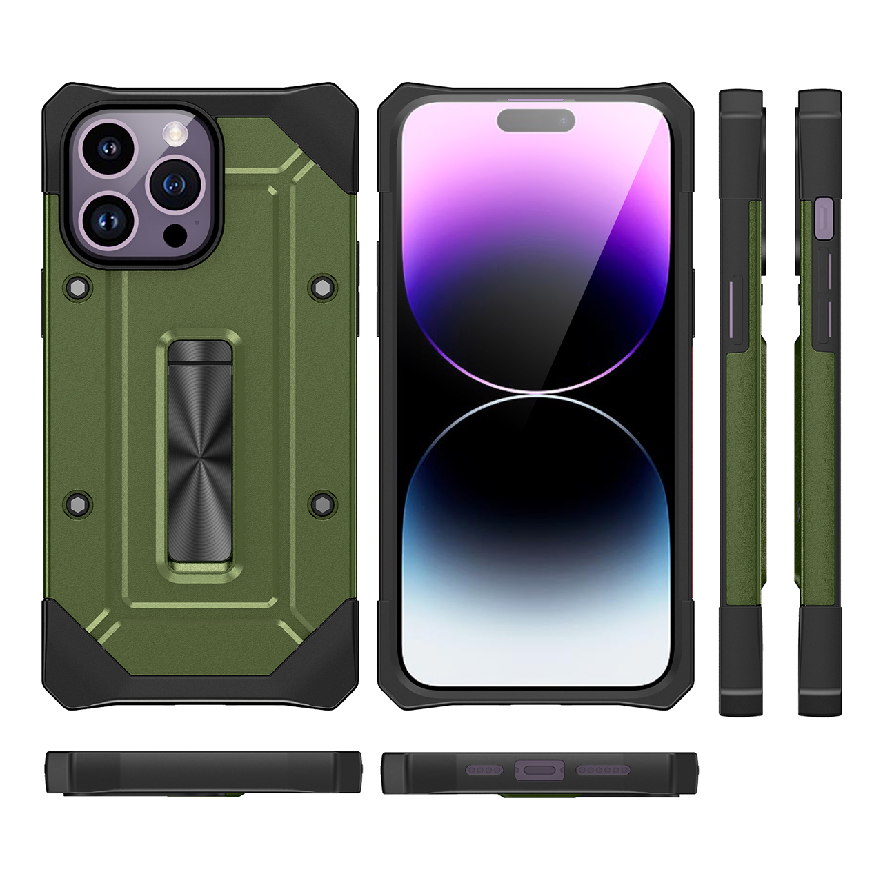 Case iPhone 14 Pro Max Plus octagoods Armor Shockproof Stand Casing