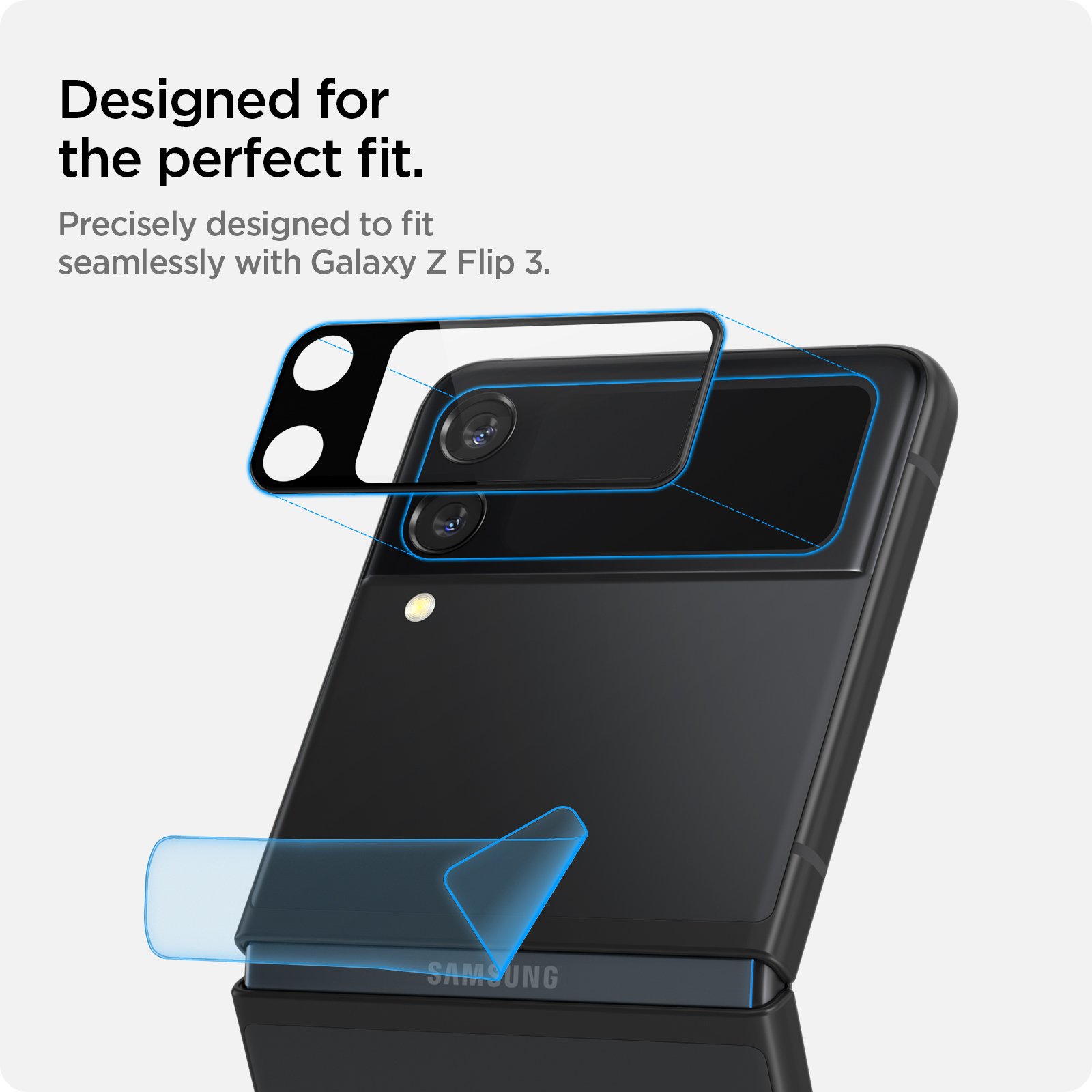 Spigen Galaxy Z Flip 3 Camera Lens Protector + Neo Flex Hinge Protector Film 2 Pack GlastR Optik - Black AGL03155