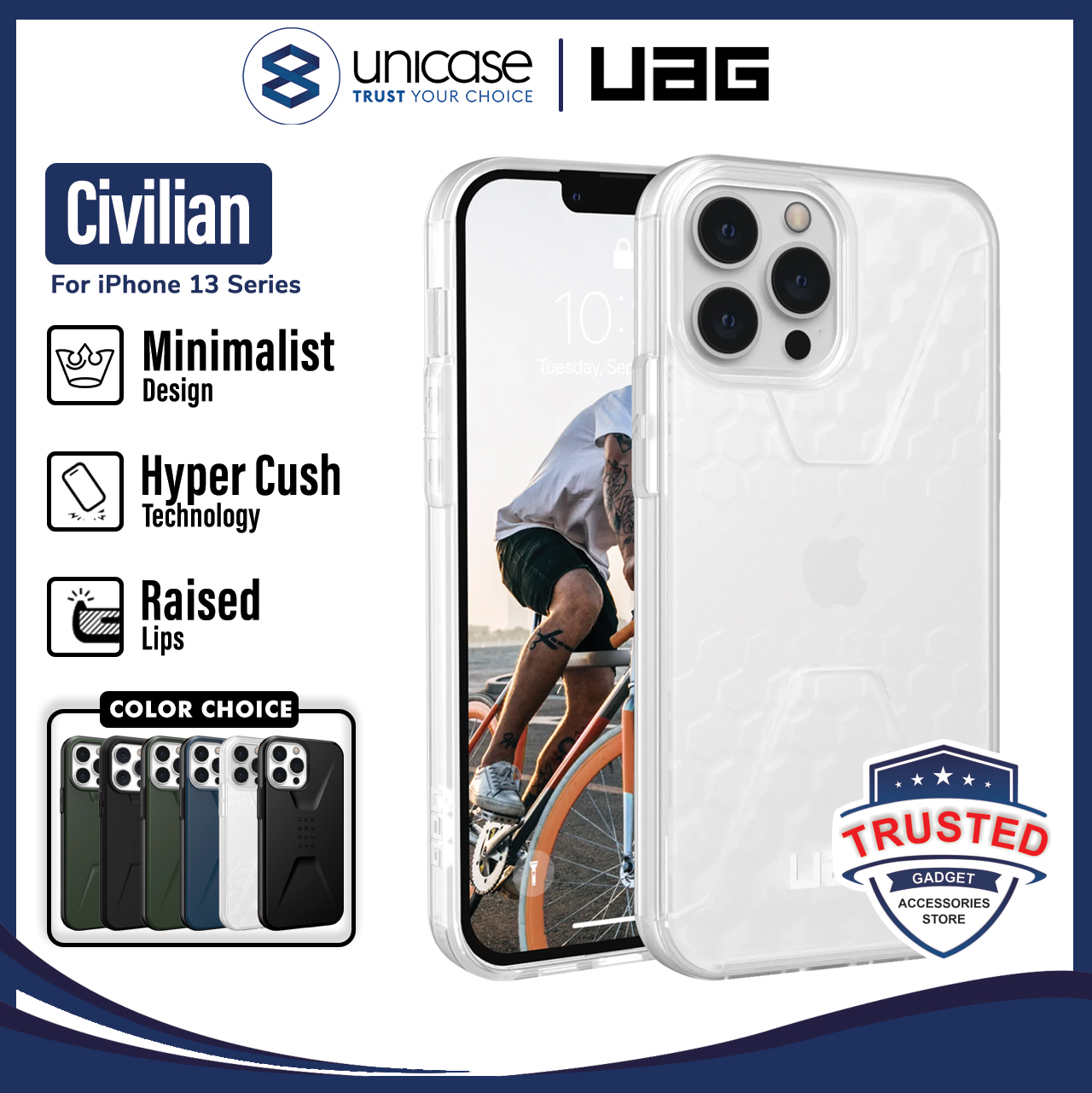Case iPhone 13 Pro Max Mini UAG Civilian Hybrid Shockproof Casing