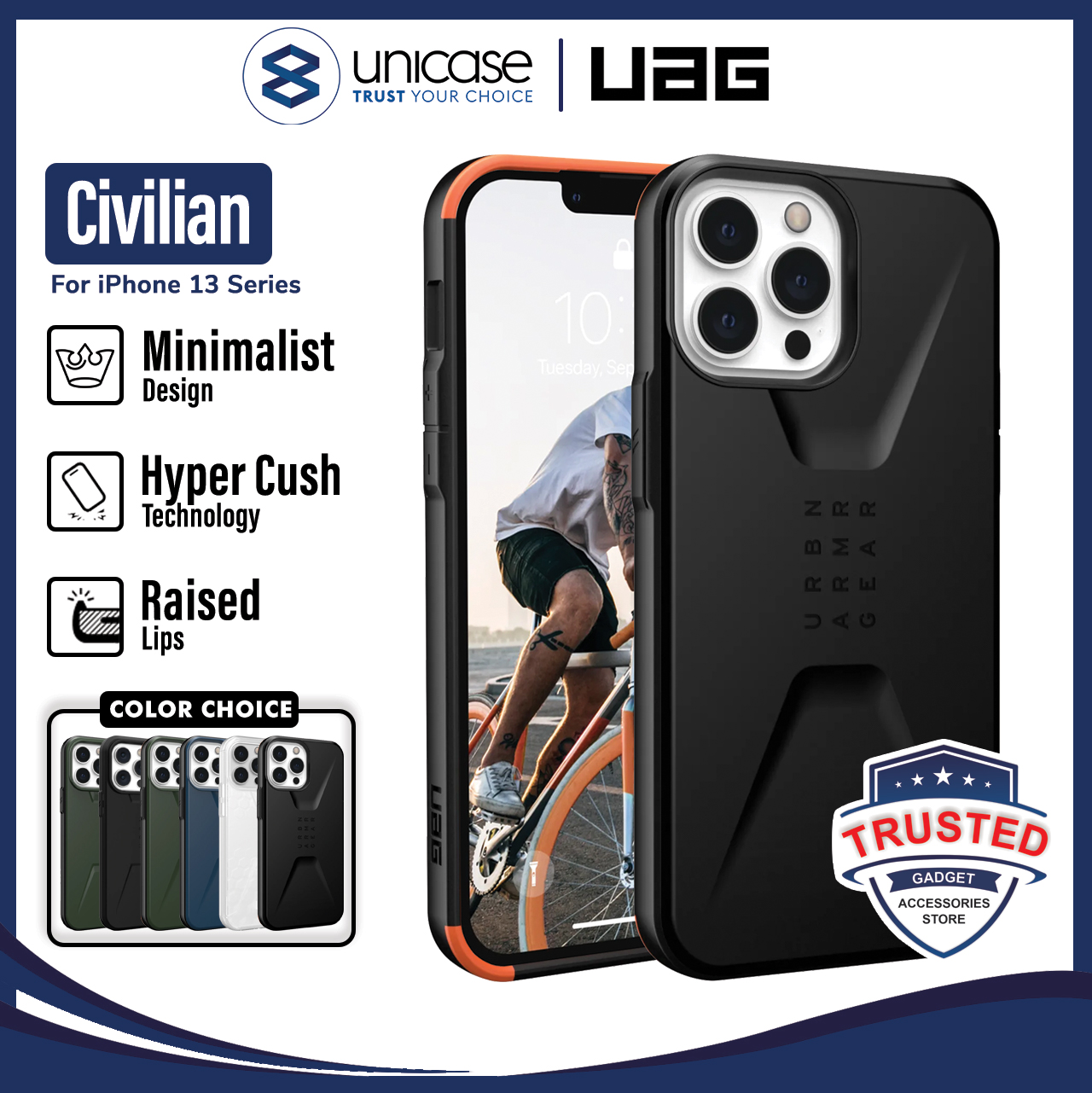 Case iPhone 13 Pro Max Mini UAG Civilian Hybrid Shockproof Casing