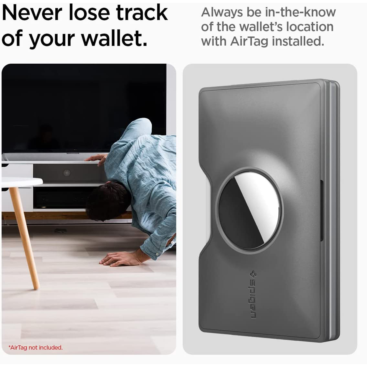 Spigen Dompet Kartu AirTag Card Holder Wallet S - Gunmetal AMP02303