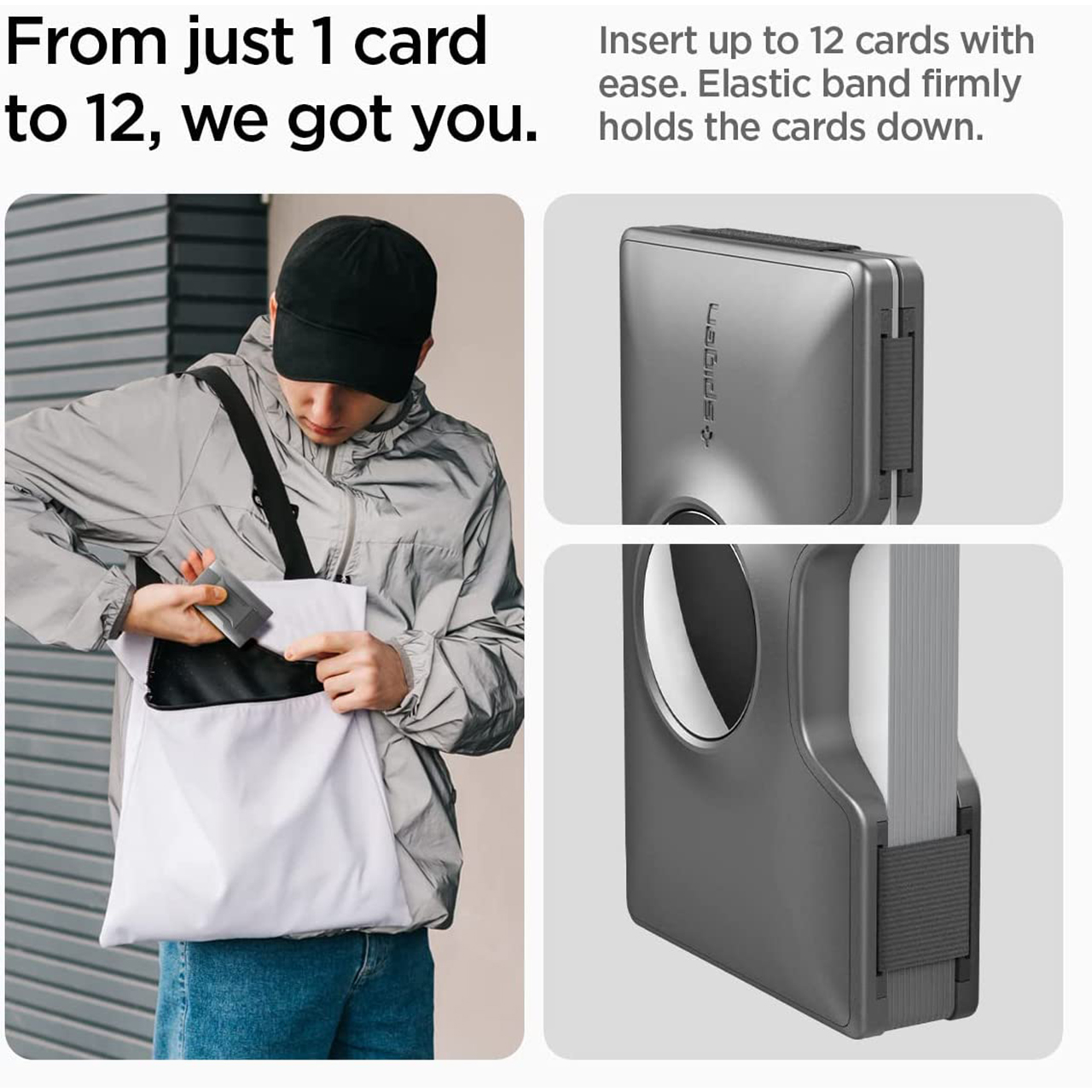 Spigen Dompet Kartu AirTag Card Holder Wallet S - Gunmetal AMP02303