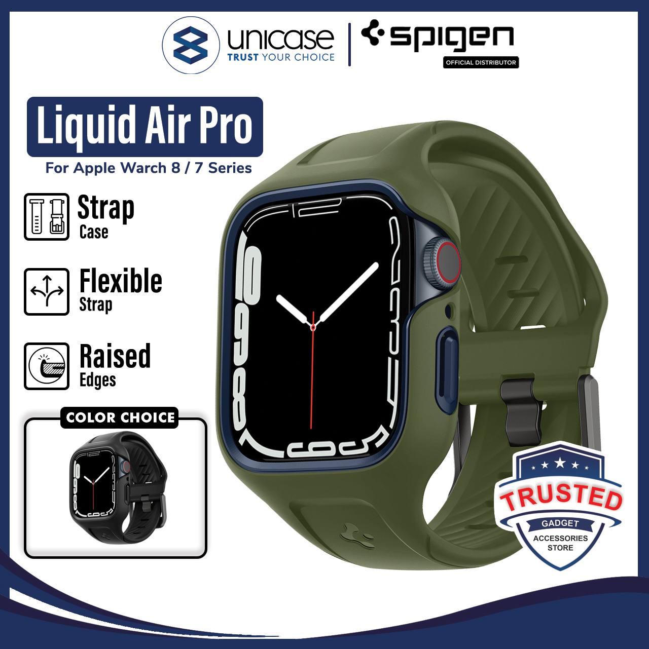 Case Strap Apple Watch 8/7 45mm/41mm Spigen Liquid Air Pro Soft Casing