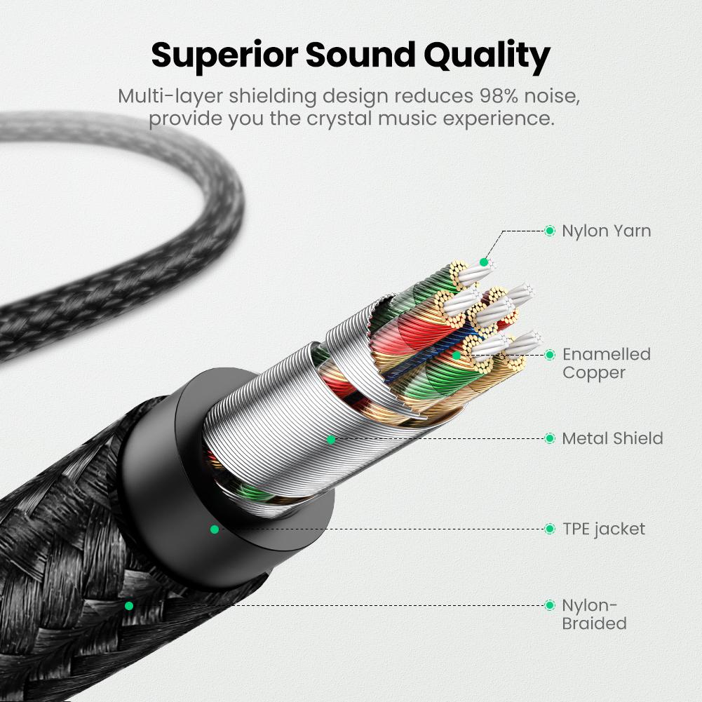 Cable Aux Audio 3.5mm to Lightning  MFi male to male Braided Cable