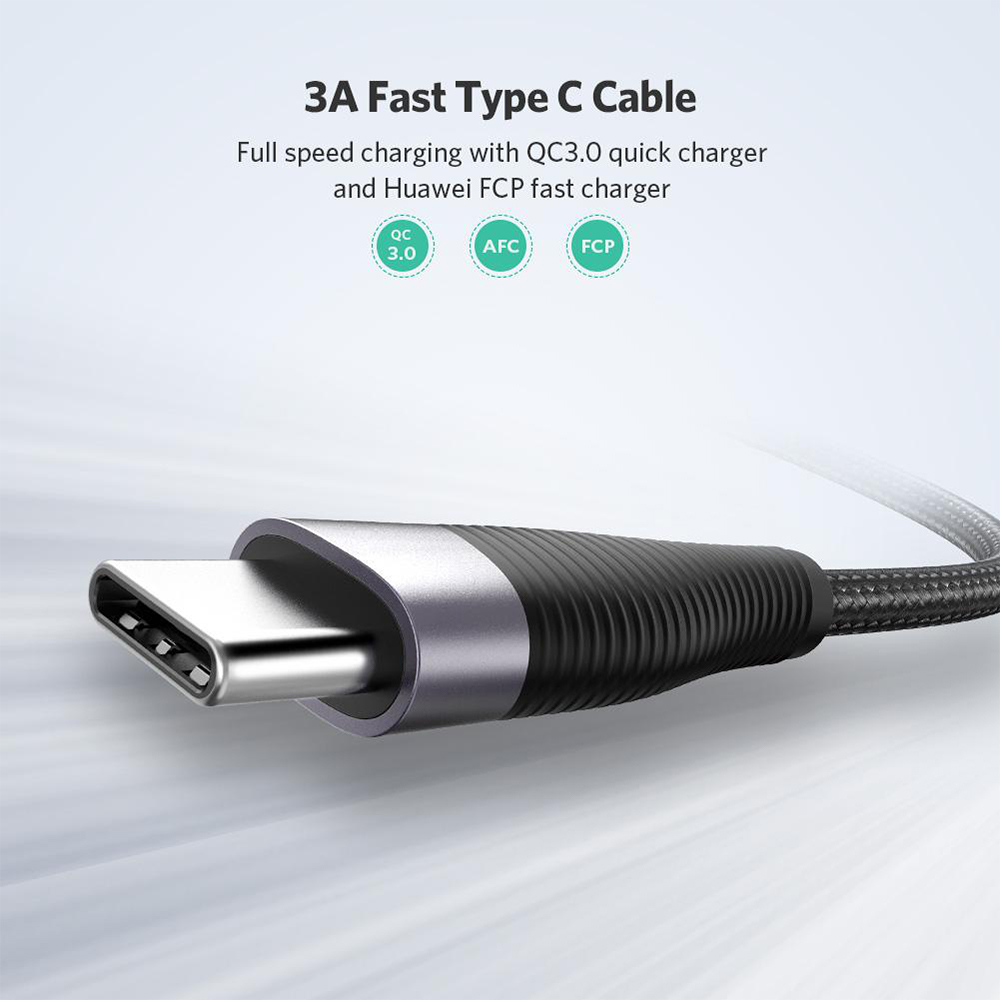 UGREEN Kabel Charger USB C - USB A Braided 2m - Black ED022 60206