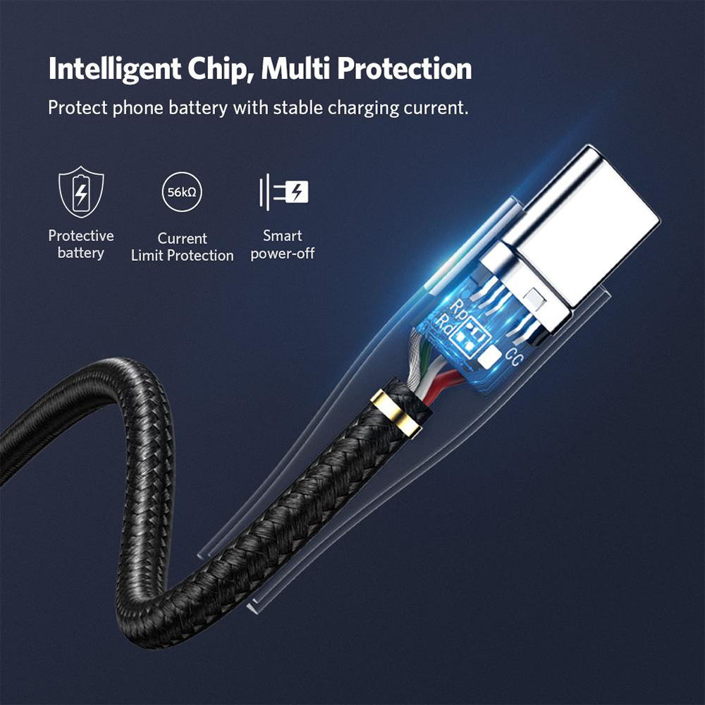 UGREEN Kabel Charger USB C - USB A Braided 2m - Black ED022 60206