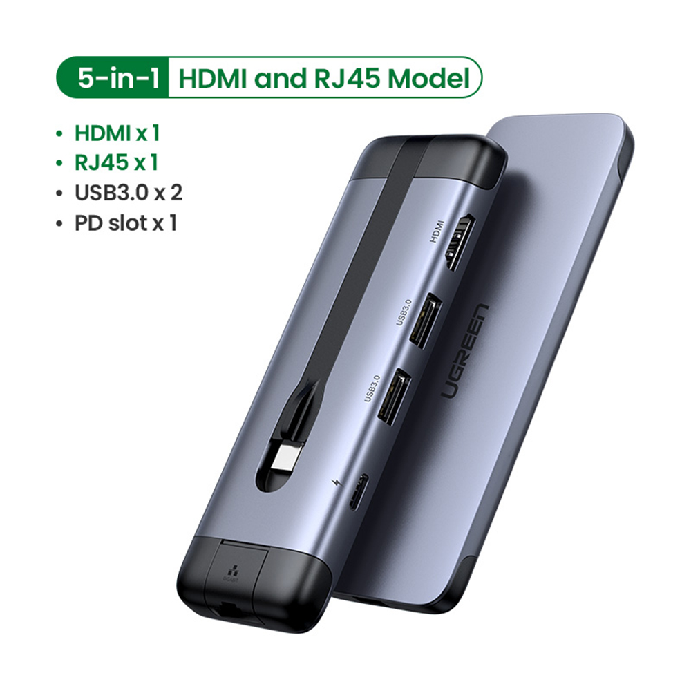 Adapter Converter HUB 5 in 1 UGREEN USB Type C PD 4K Laptop Macbook