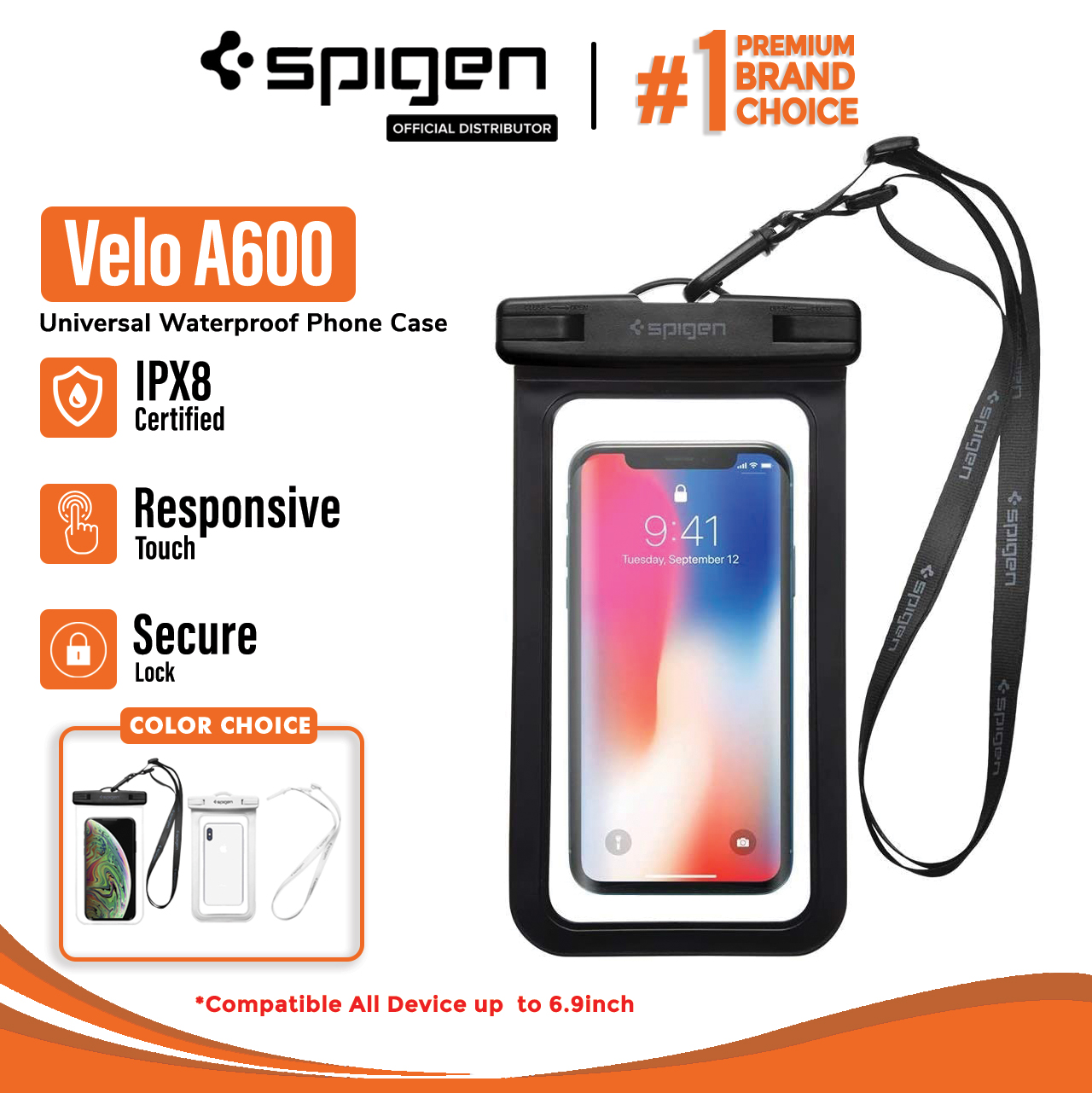 Spigen Velo A600 Universal Waterproof Phone Case 6 inch