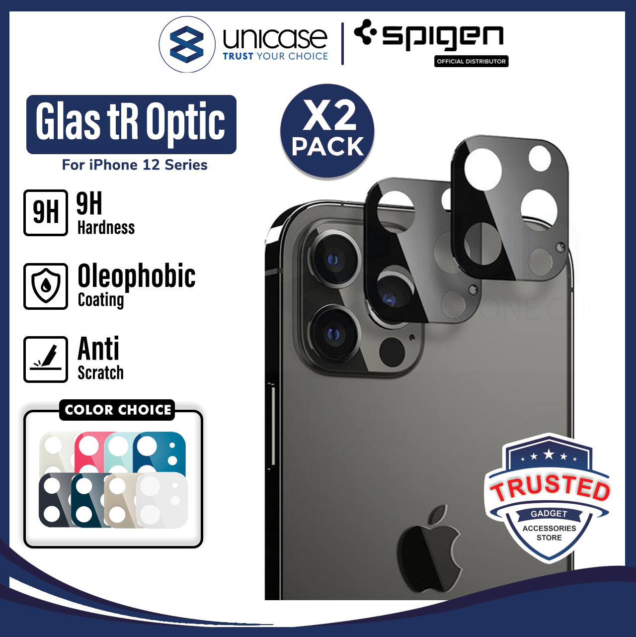 Camera Lens Protector iPhone 12 Pro Max 12 Mini Spigen GlastR Tempered