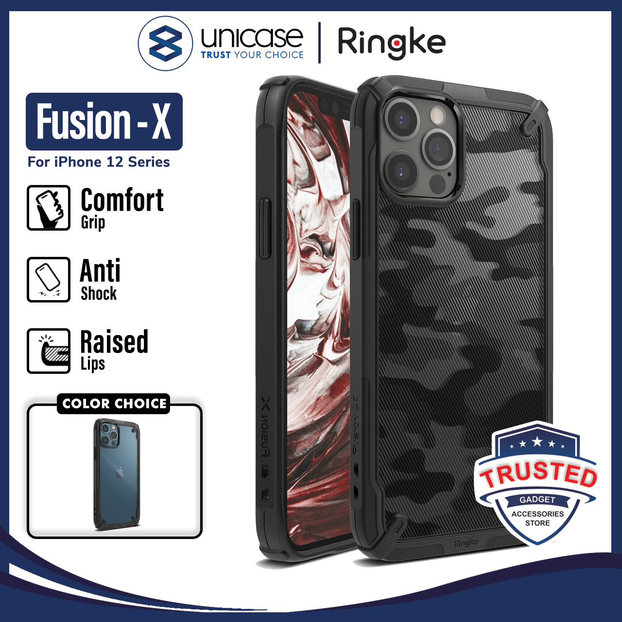 Case iPhone 12 Pro Max 12 Pro 12 Mini Ringke Fusion X AntiShock Casing