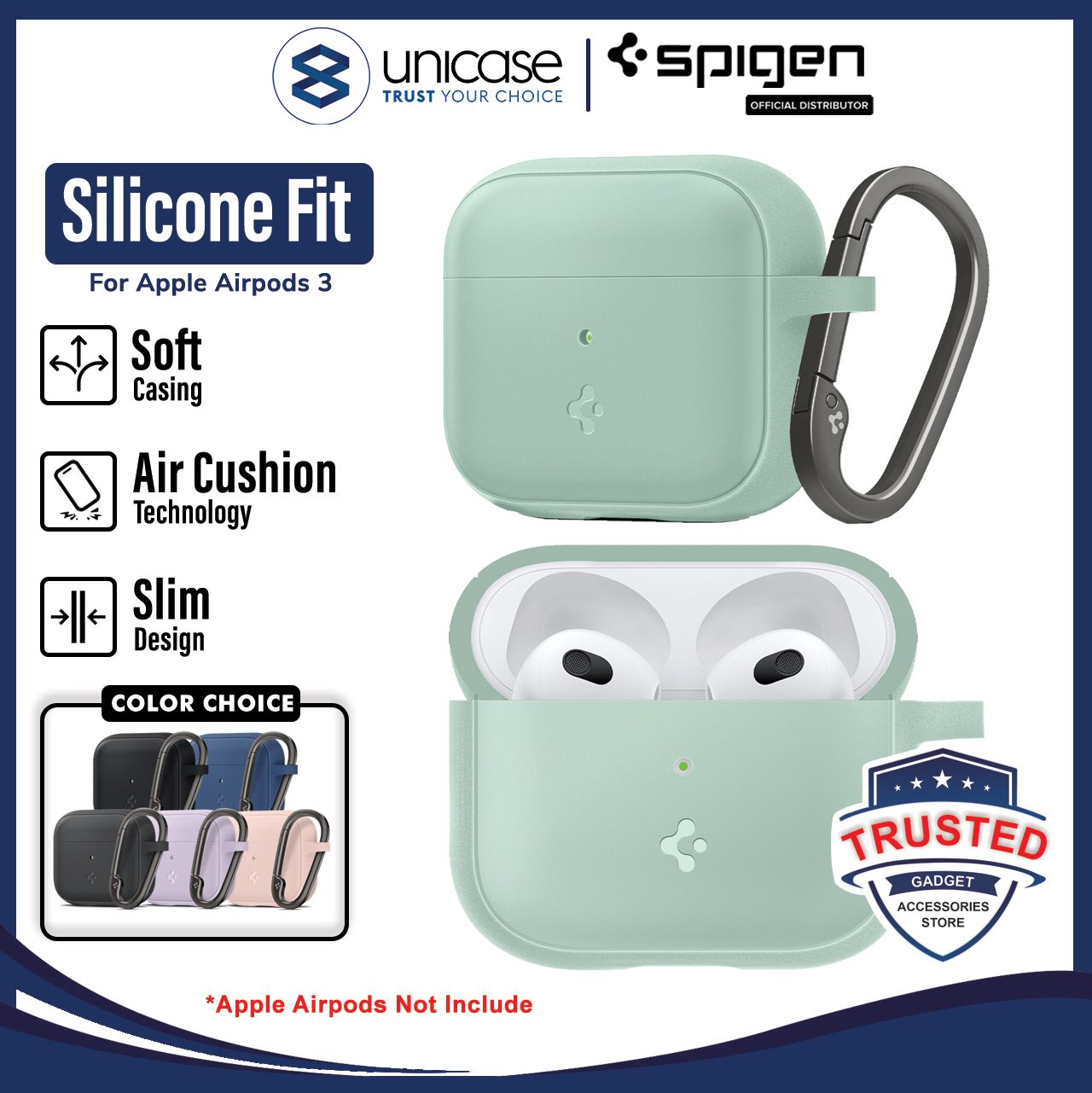 Case Airpods 3 Spigen Silicone Fit Cover Softcase Premium Slim Casing