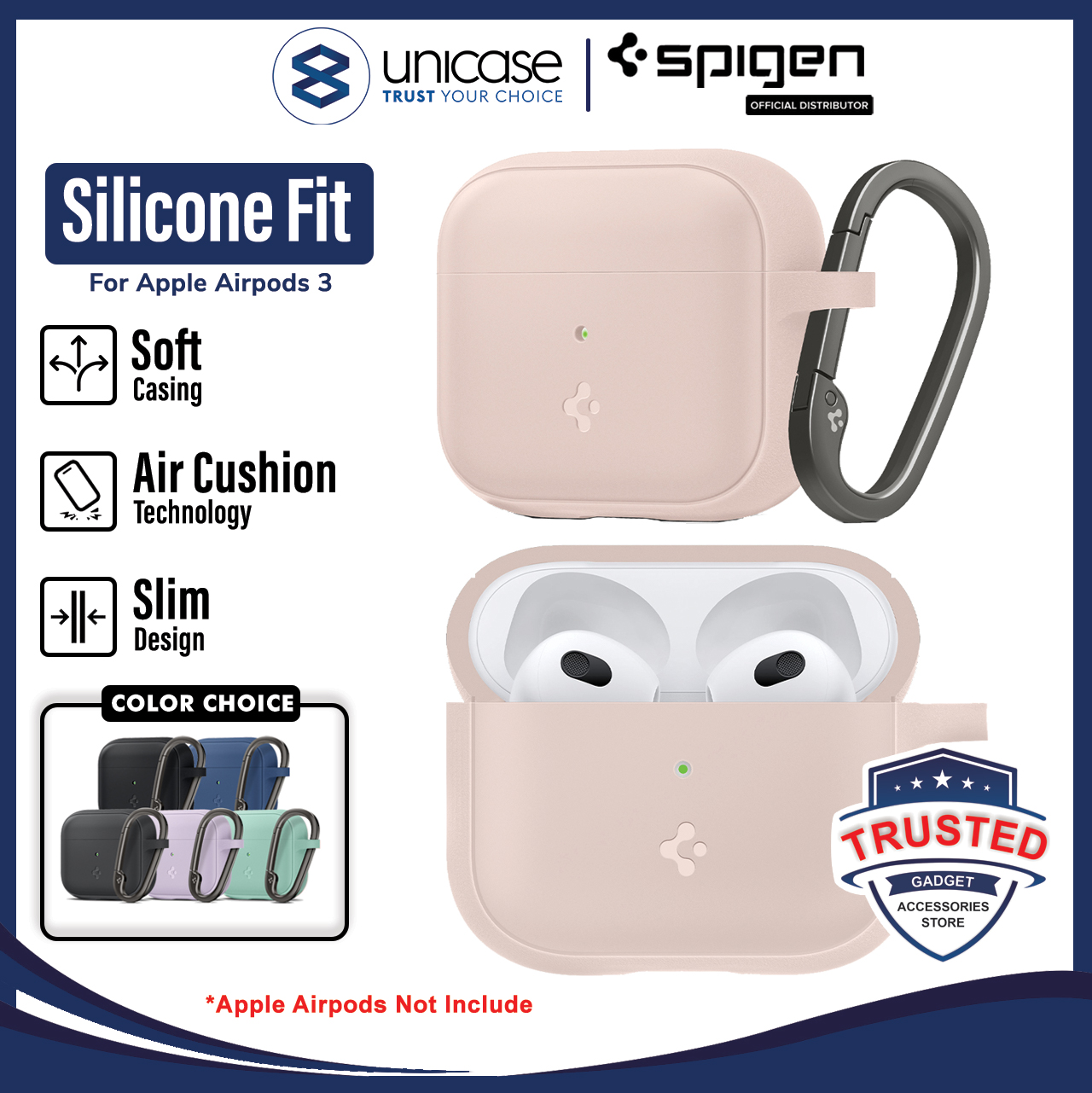 Case Airpods 3 Spigen Silicone Fit Cover Softcase Premium Slim Casing