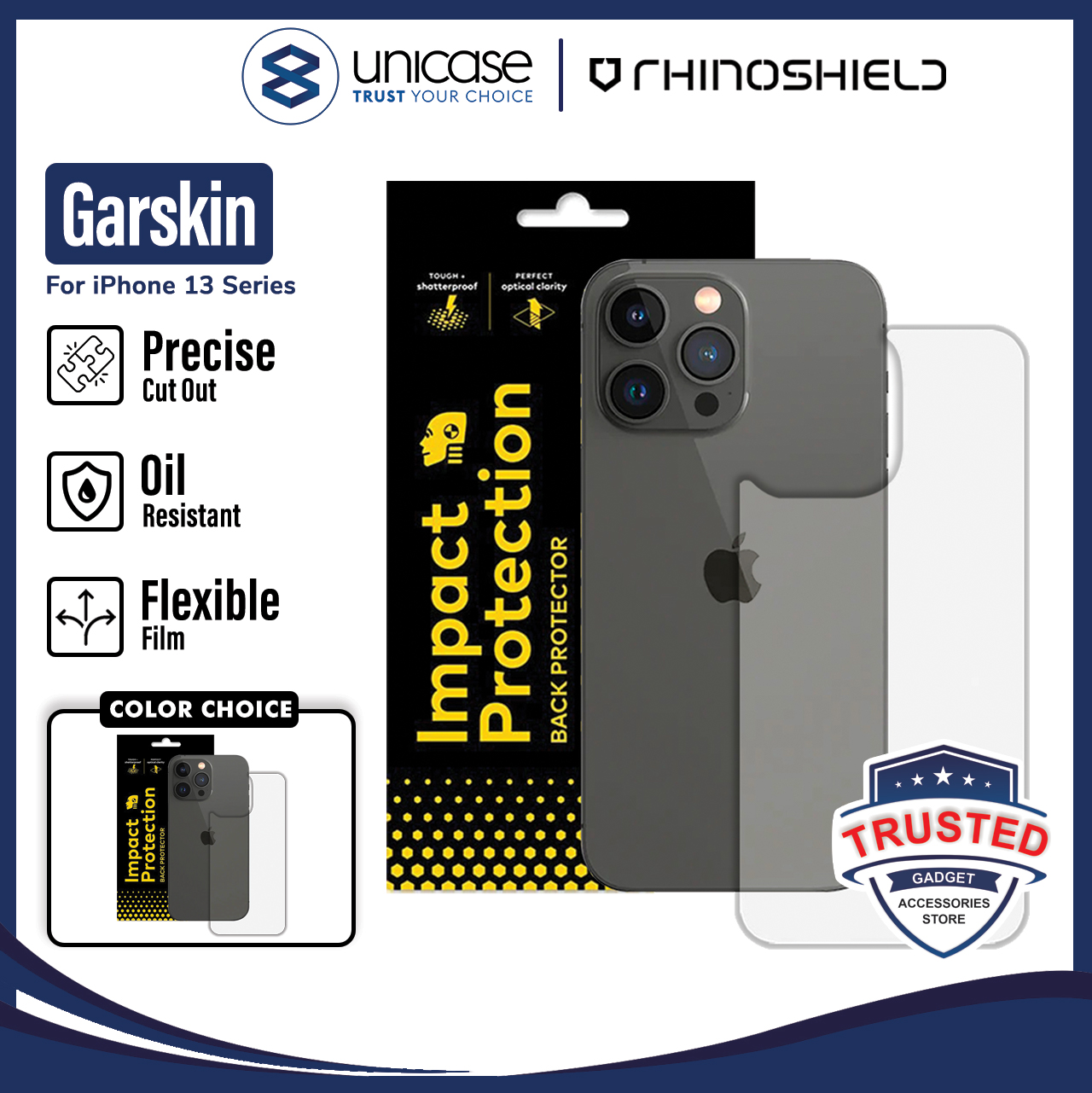 Skin Belakang iPhone 14 Pro Max Plus Rhinoshield Impact Back Garskin