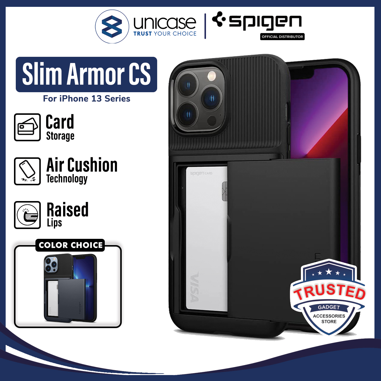 Case iPhone 13 Pro Max Mini Spigen Slim Armor Card Slot Wallet Casing