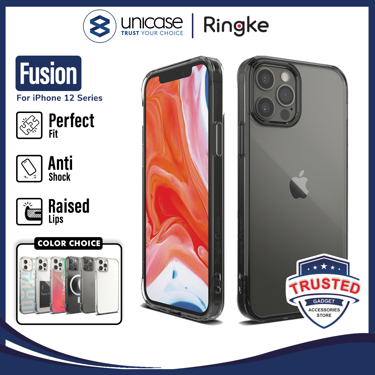 Case iPhone 12 Pro Max 12 Pro 12 Mini Ringke Fusion Anti Crack Casing