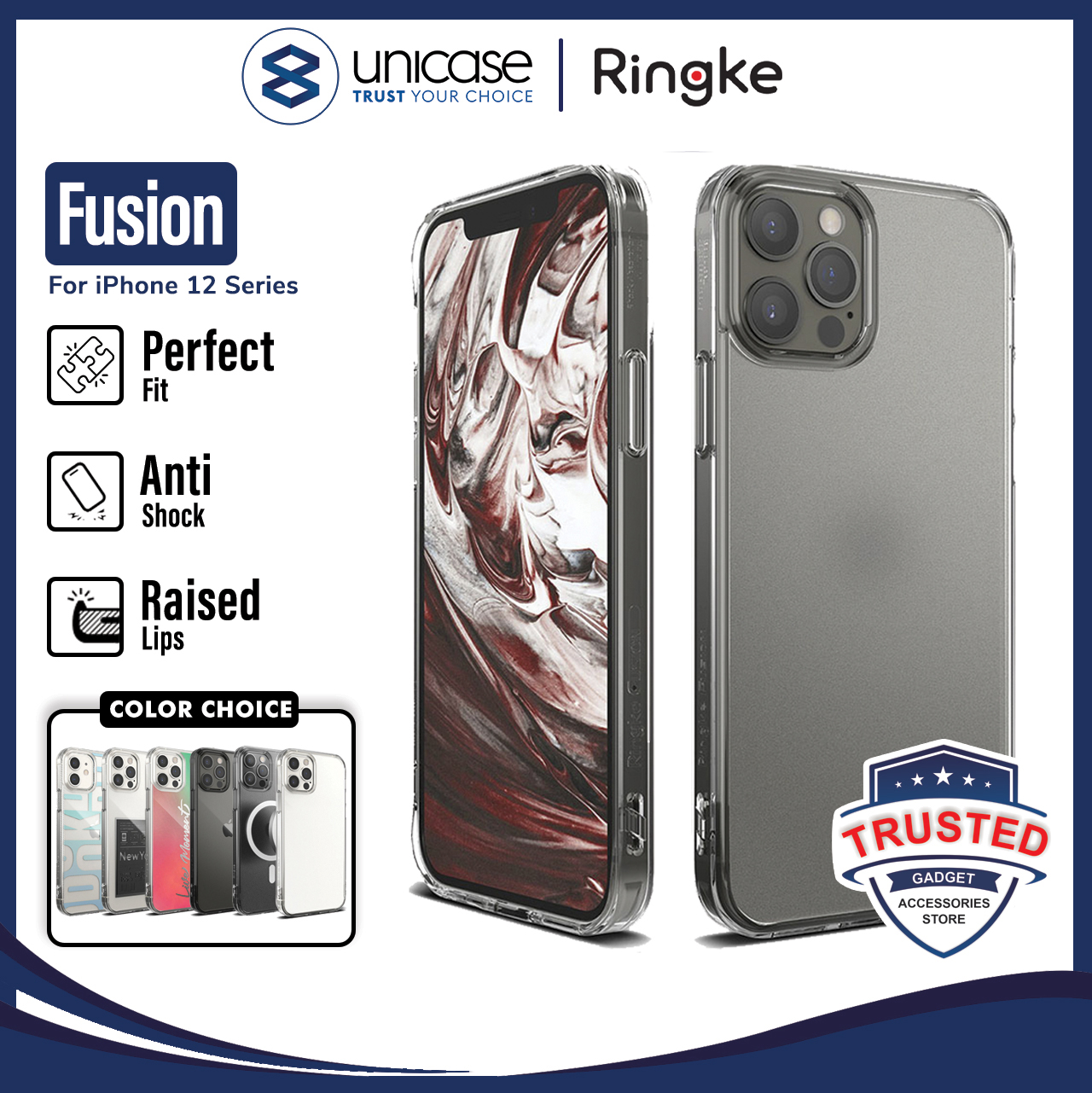 Case iPhone 12 Pro Max 12 Pro 12 Mini Ringke Fusion Anti Crack Casing