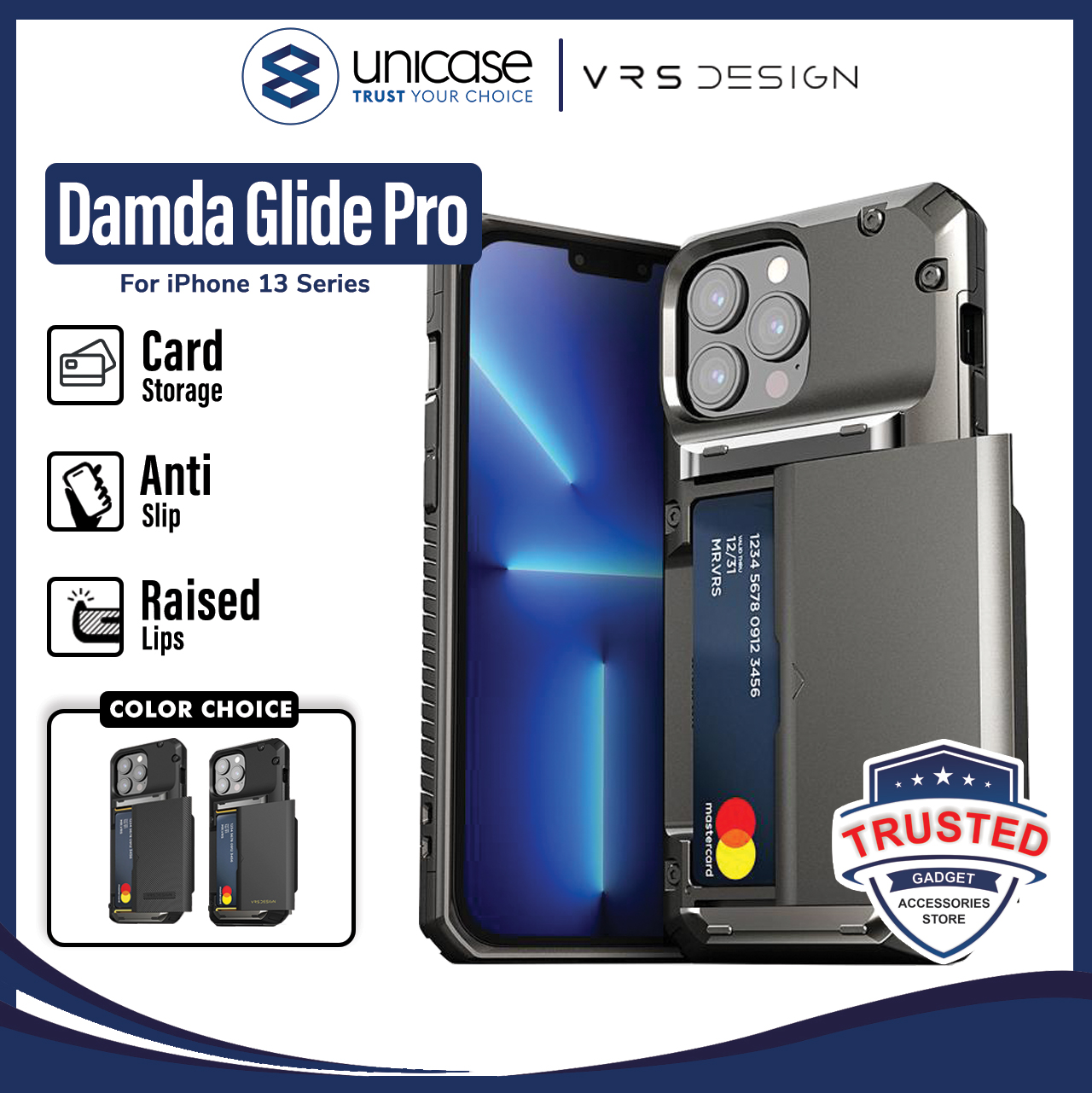 Case iPhone 13 Pro Max Mini VRS Damda Glide Pro Card Slot Casing Cover