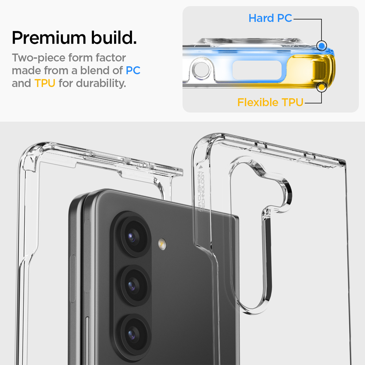Spigen Galaxy Z Fold 5 Case Ultra Hybrid - Crystal Clear ACS06221-1
