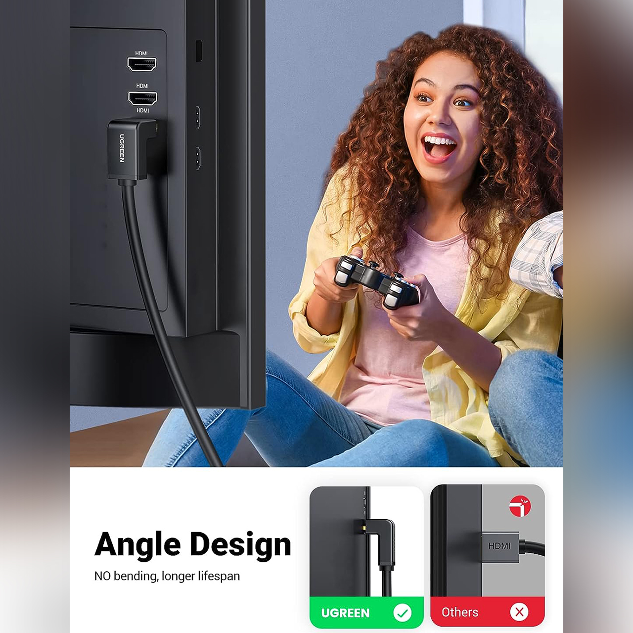 Cable HDMI UGREEN Right Angle 90/270 Degree Kabel 4K 30Hz High Speed