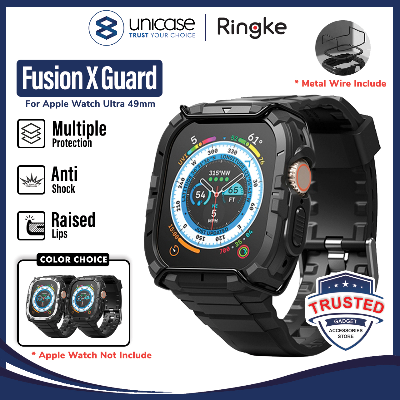 Case Apple Watch Ultra 2 49mm Ringke Fusion X Guard Strap Cover Casing