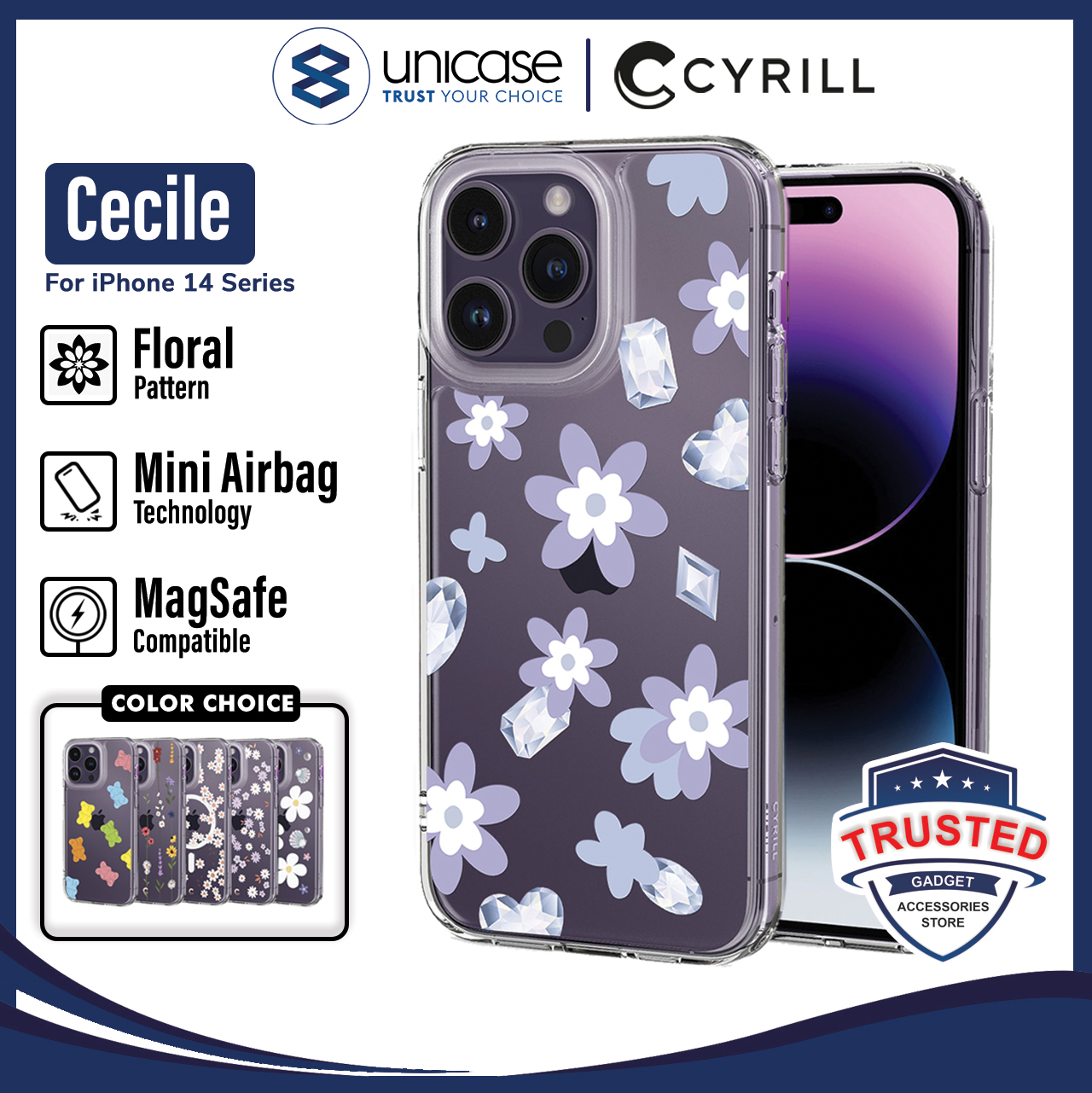Case iPhone 14 Pro Max Plus Cyrill Cecile MagSafe Clear Motif Casing