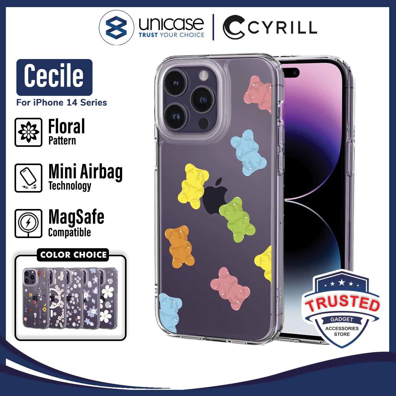 Case iPhone 14 Pro Max Plus Cyrill Cecile MagSafe Clear Motif Casing