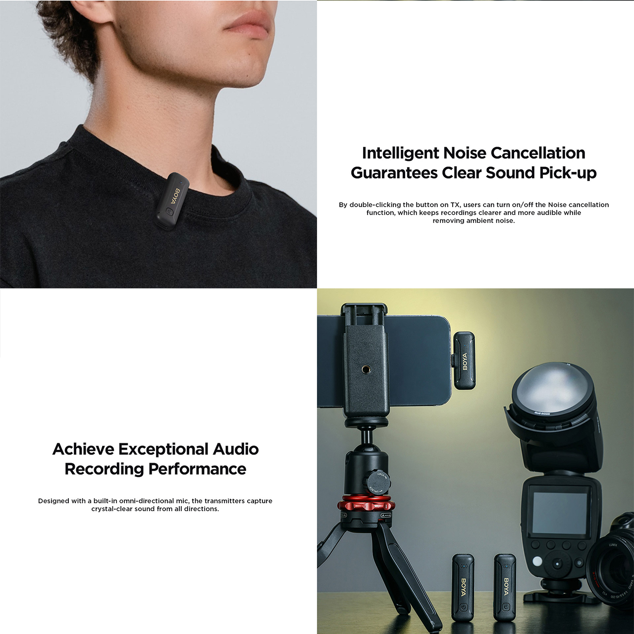 Microphone Wireless Boya BY-WM3T2-U1/D1 Mic USB C Lightning Clip On