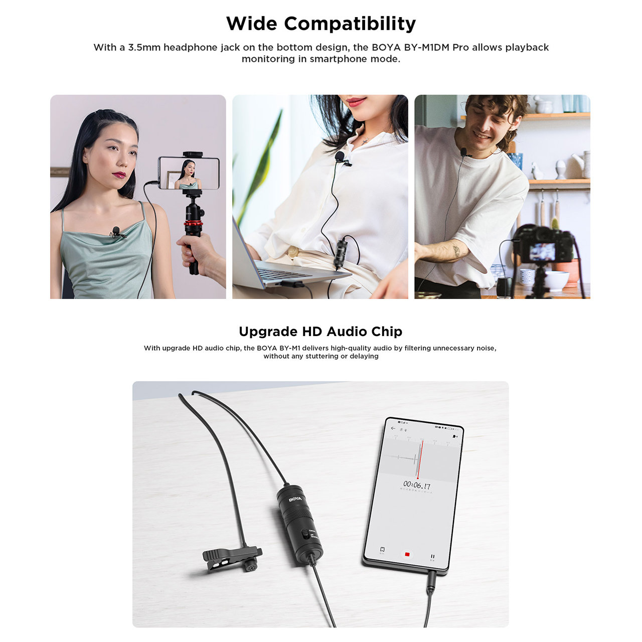 Microphone Boya Lavalier BY-M1DM Omnidirectional 3.5mm Clip On Kamera