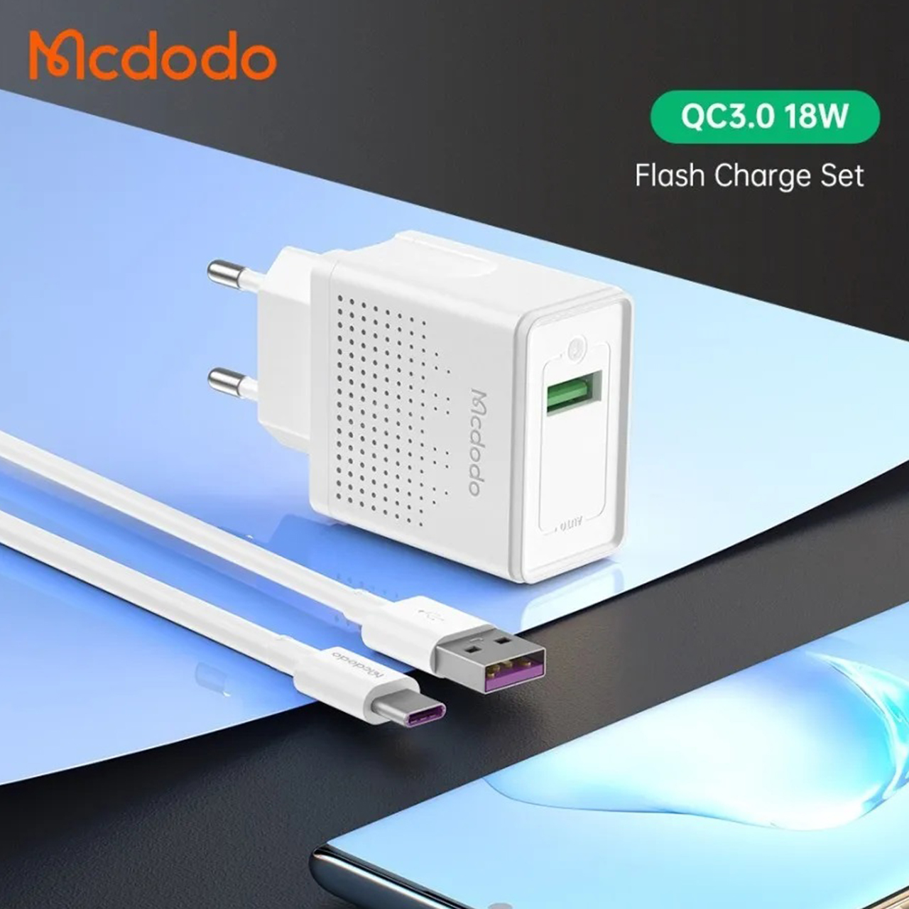 Wall Charger Adaptor Power MCDODO 18W Quick Type C Cable Fast Charging