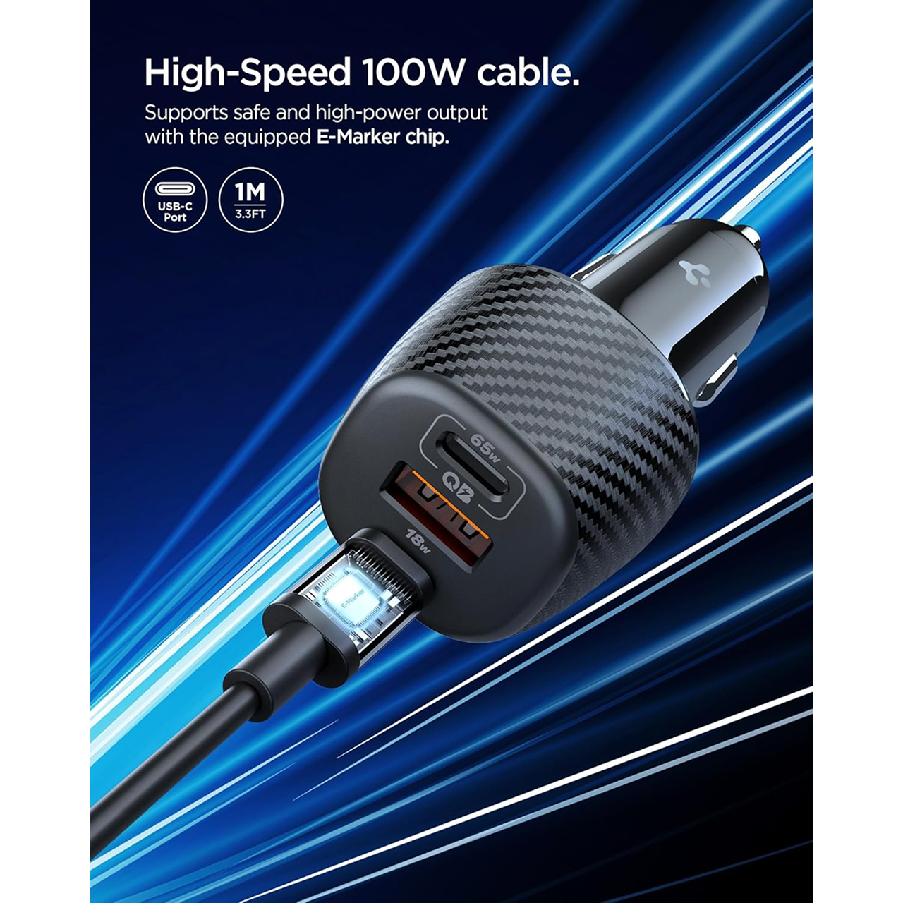 Spigen Car Charger 113W 1A2C Essential EV1133 - Carbon Black ACP09543