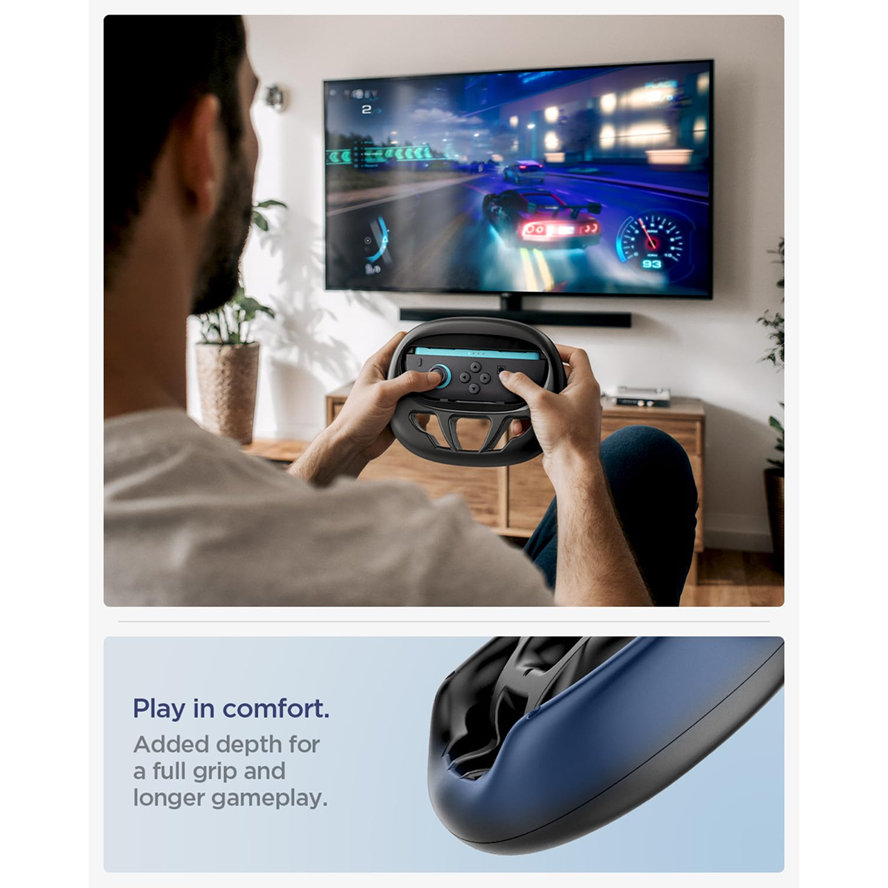 Spigen Nintendo Switch 2 Joy-Con Grip Steering Wheel NS101 - Black AGP10163