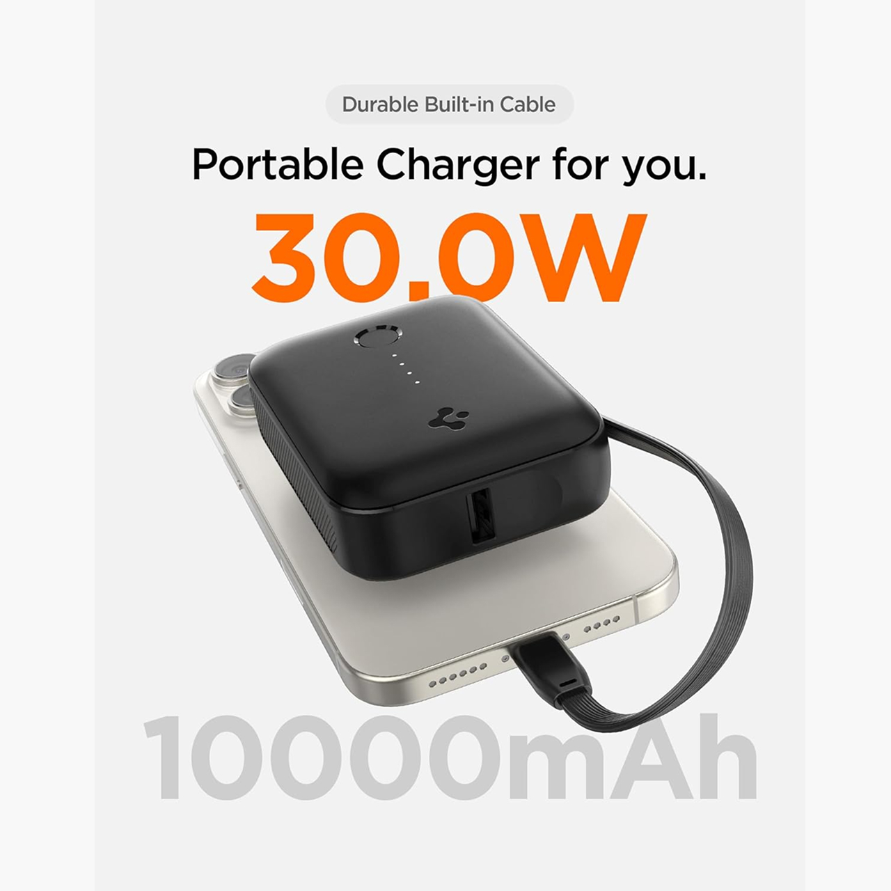 Spigen Powerbank Built in Kabel Charger USB C Essential 10000mAh 30W EA3010BT - Black ABA09023
