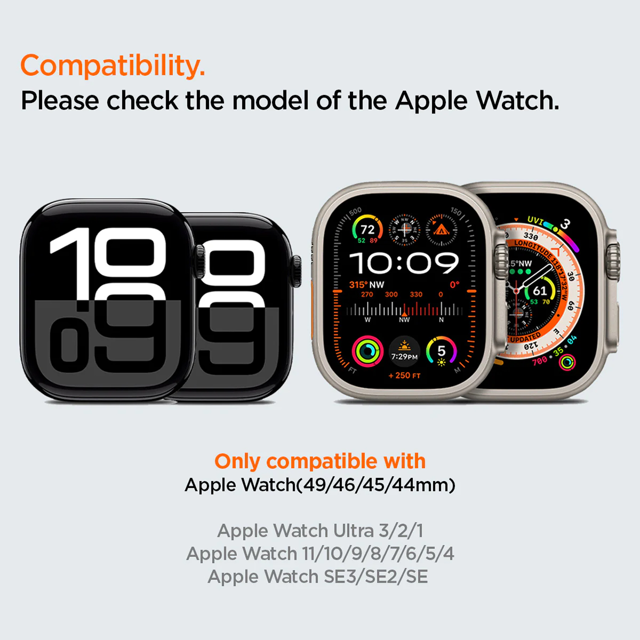Spigen Apple Watch 49mm / 46mm / 45mm / 44mm / 42mm (Series 3 / 2 / 1) Strap Band WBS2 - Black AMP10508