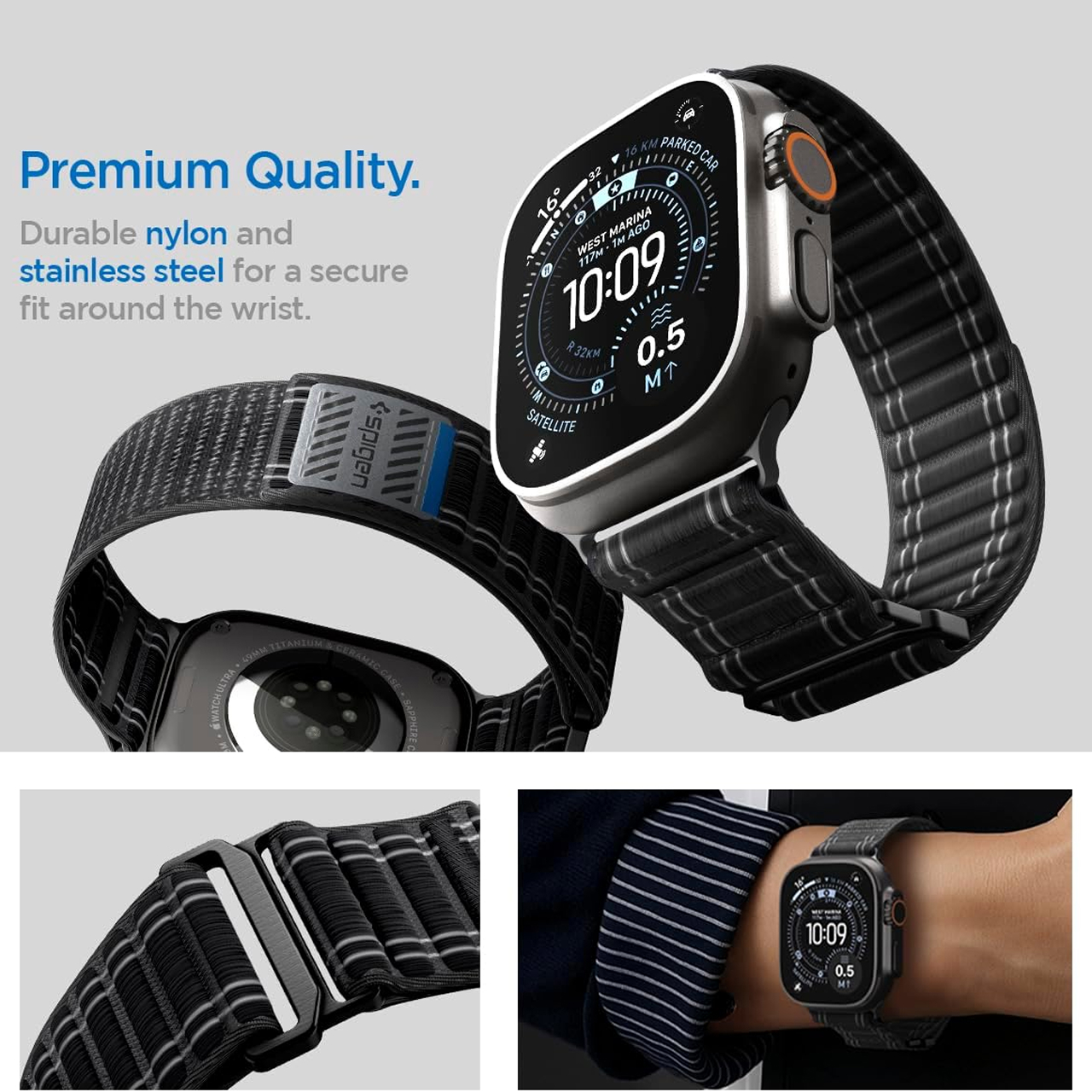 Spigen Apple Watch 49mm / 46mm / 45mm / 44mm / 42mm (Series 3 / 2 / 1) Strap Band WBF0 - Black AMP10141