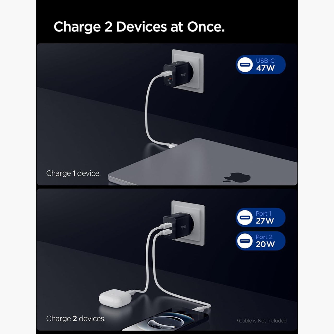 Spigen Wall Charger 47W 2C Essential EE472EU - Black ACH09457