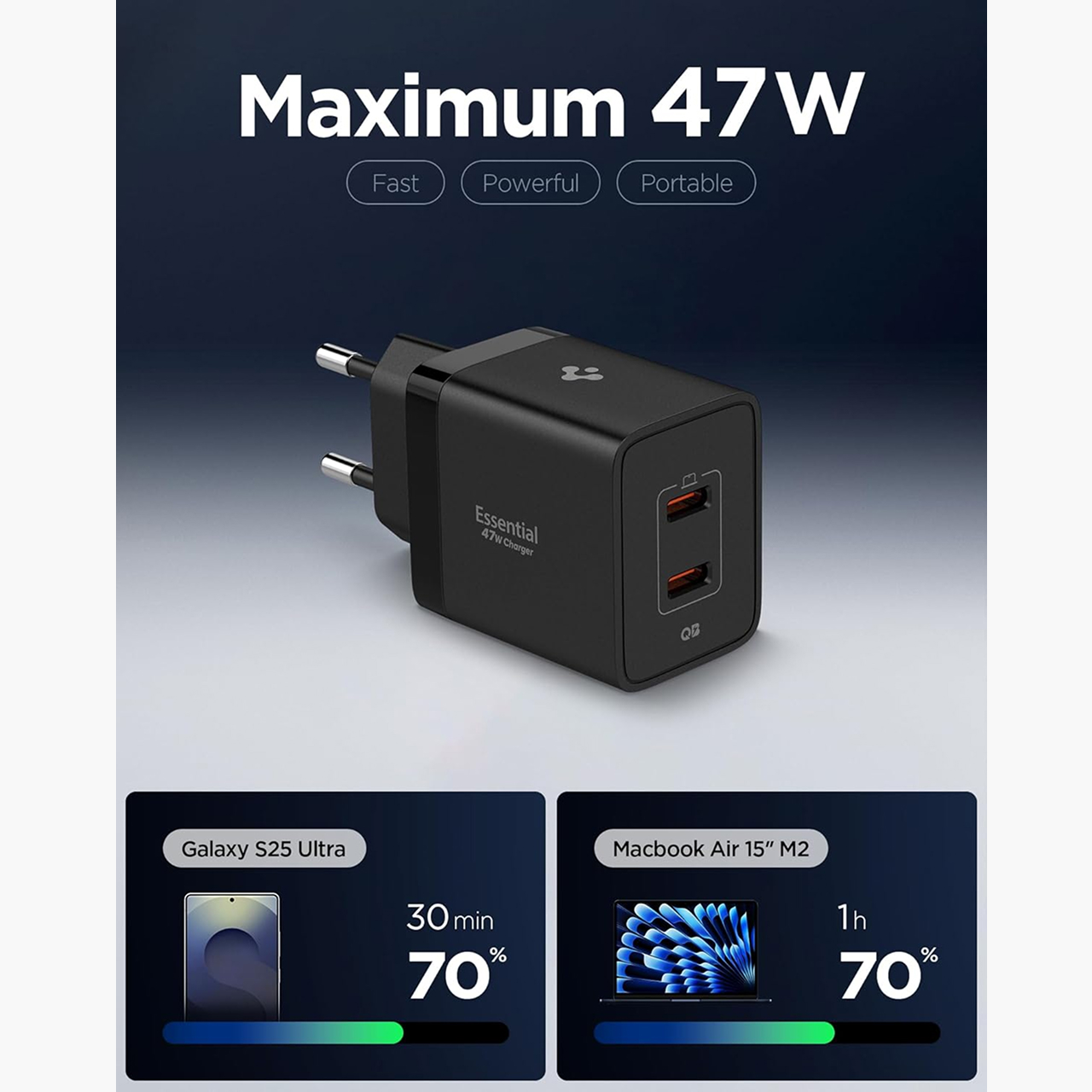 Spigen Wall Charger 47W 2C Essential EE472EU - Black ACH09457