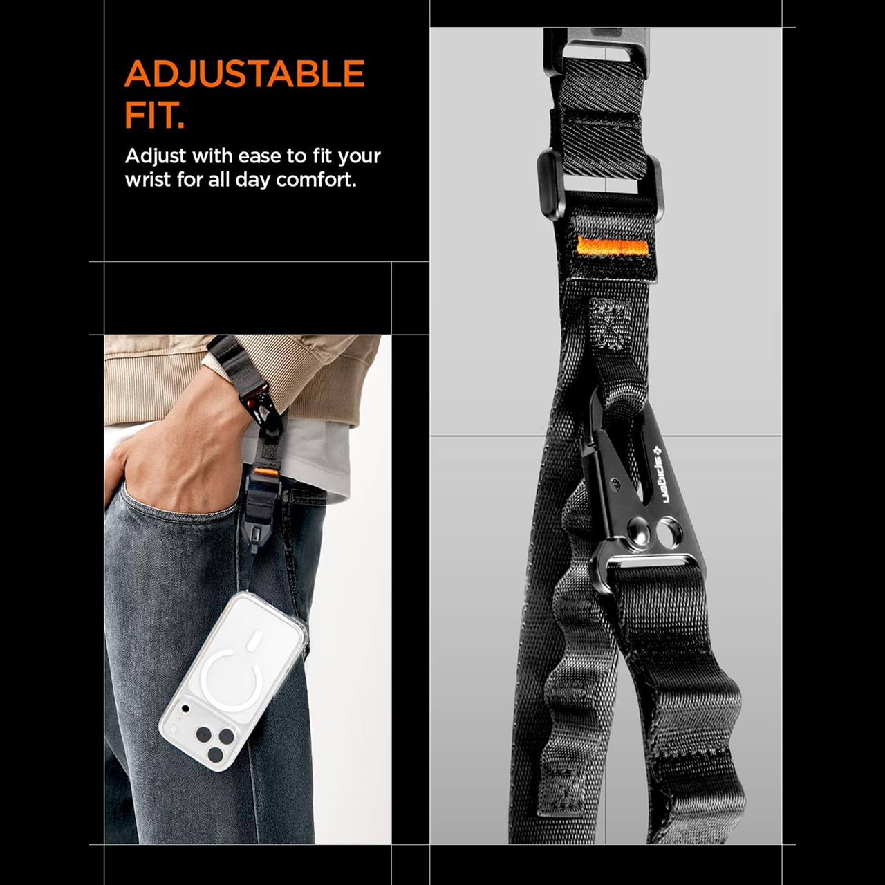 Spigen Strap Wrist Lanyard Strap DA30S - Black AFA10615
