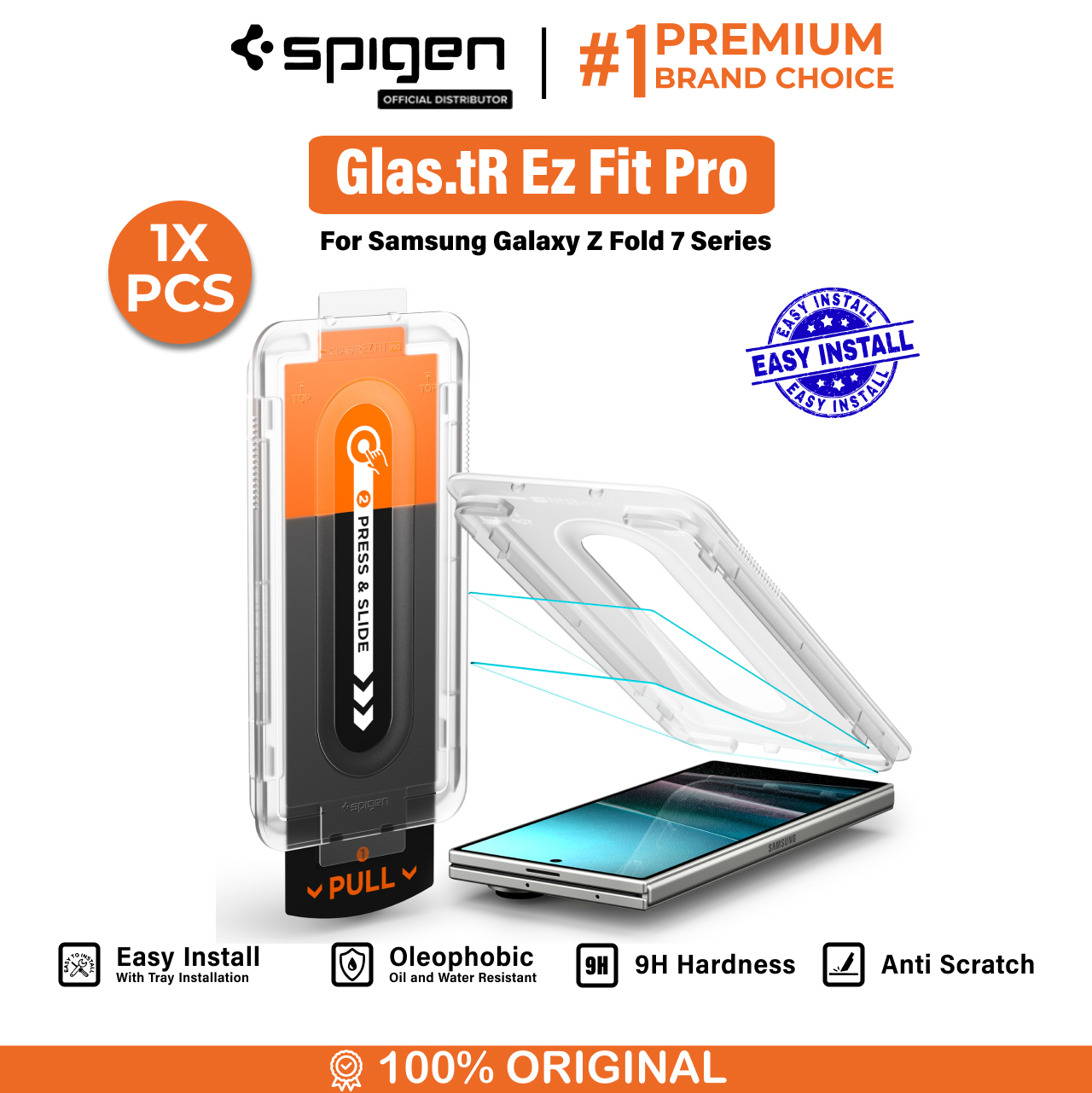 Spigen Galaxy Z Fold 7 Tempered Glass with Tray 1 Pack Glas.tR EZ Fit Pro HD - Transparency AGL09580 (Offline SKU)