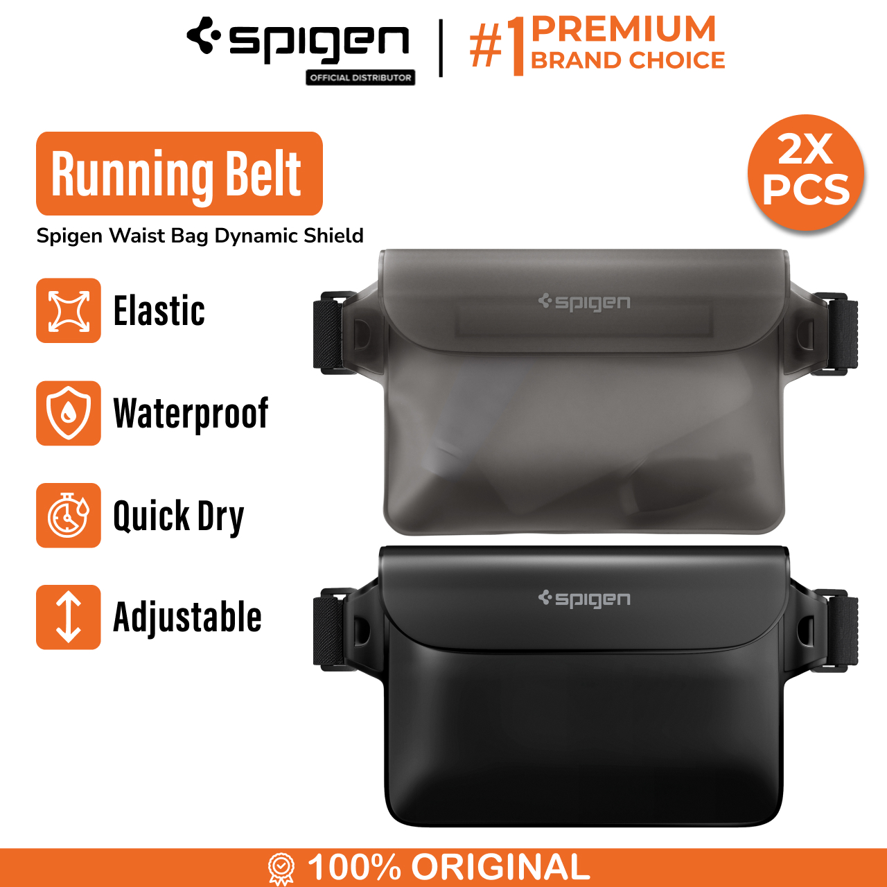 Tas Selempang Pinggang Pria Spigen Waistbag Aqua Shield Sport Waterproof Travel Durable multifungsi