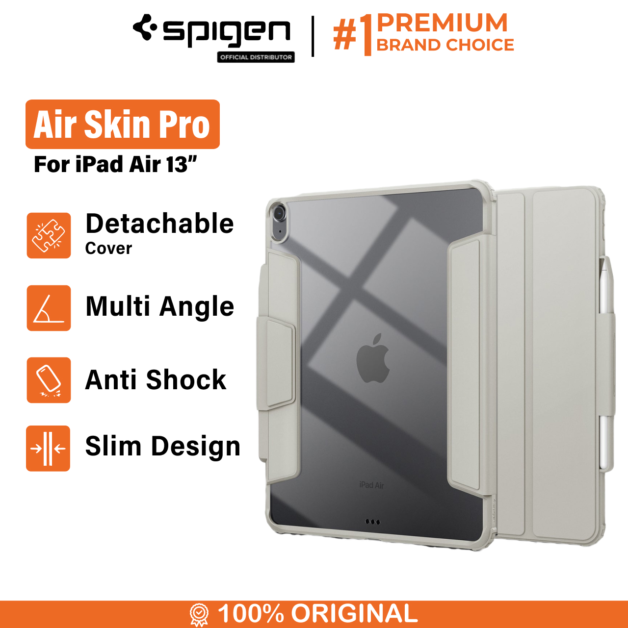 Spigen iPad Air 13" (2025 / 2024) Case Air Skin Pro - Gray ACS07677