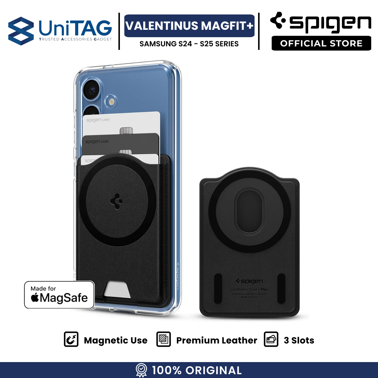Spigen Card Holder Magsafe Valentinus MagFit+ Wallet (3 Card) - Black AFA06866