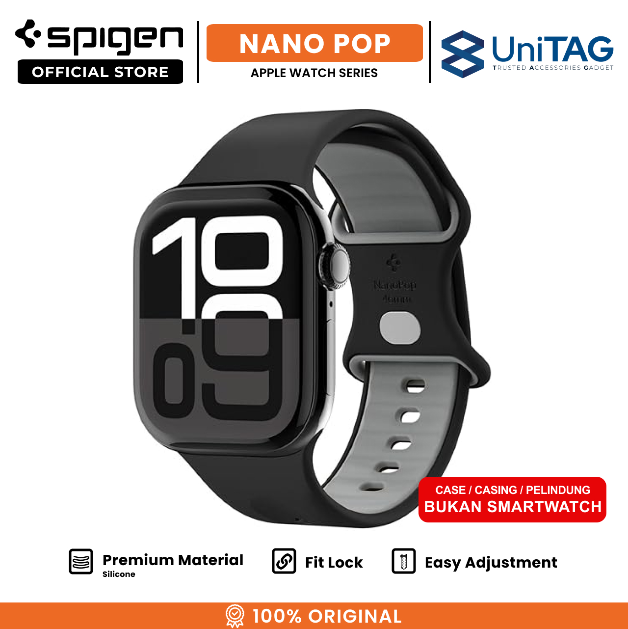 Spigen Apple Watch 49mm / 46mm / 45mm / 44mm / 42mm (Series 3 / 2 / 1) Strap Band Nano Pop - Black Sesame AMP09321