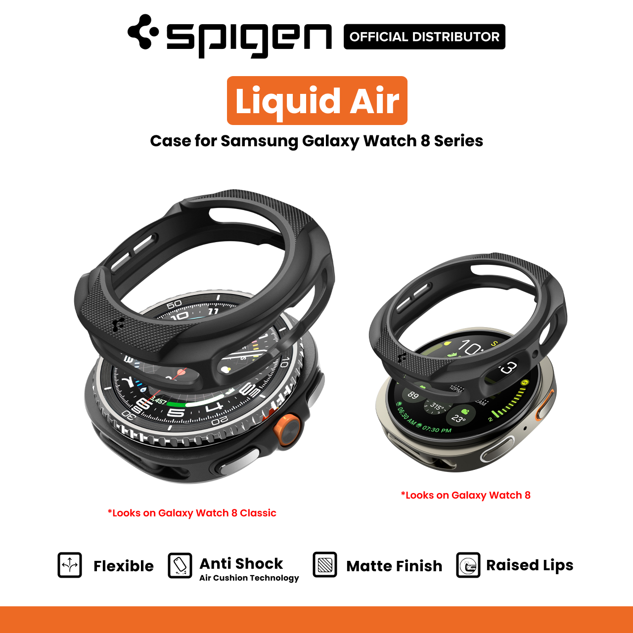 Spigen Galaxy Watch 8 (40mm) Case Liquid Air - Matte Black ACS09840
