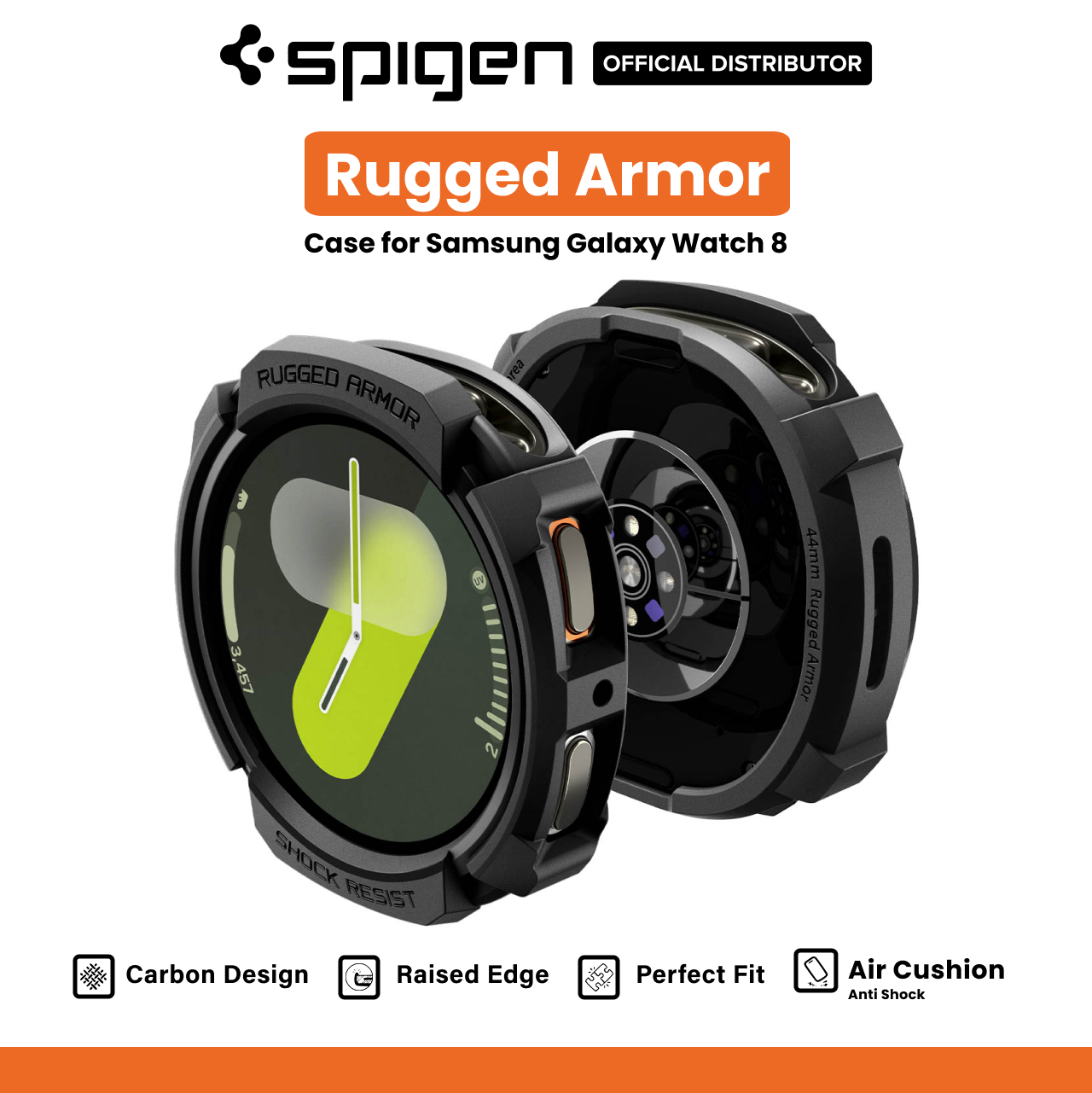 Spigen Galaxy Watch 8 (44mm) Case Rugged Armor - Matte Black ACS10006