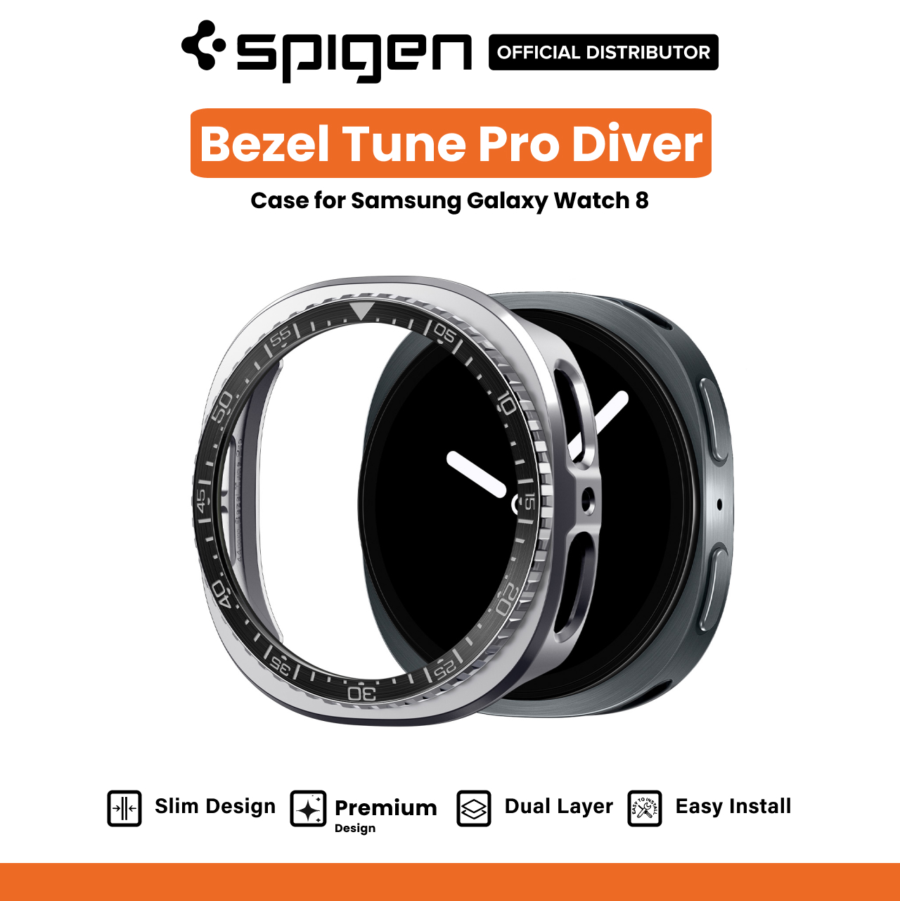 Spigen Galaxy Watch 8 (44mm) Case Bezel Tune Pro Diver - Black ACS10010