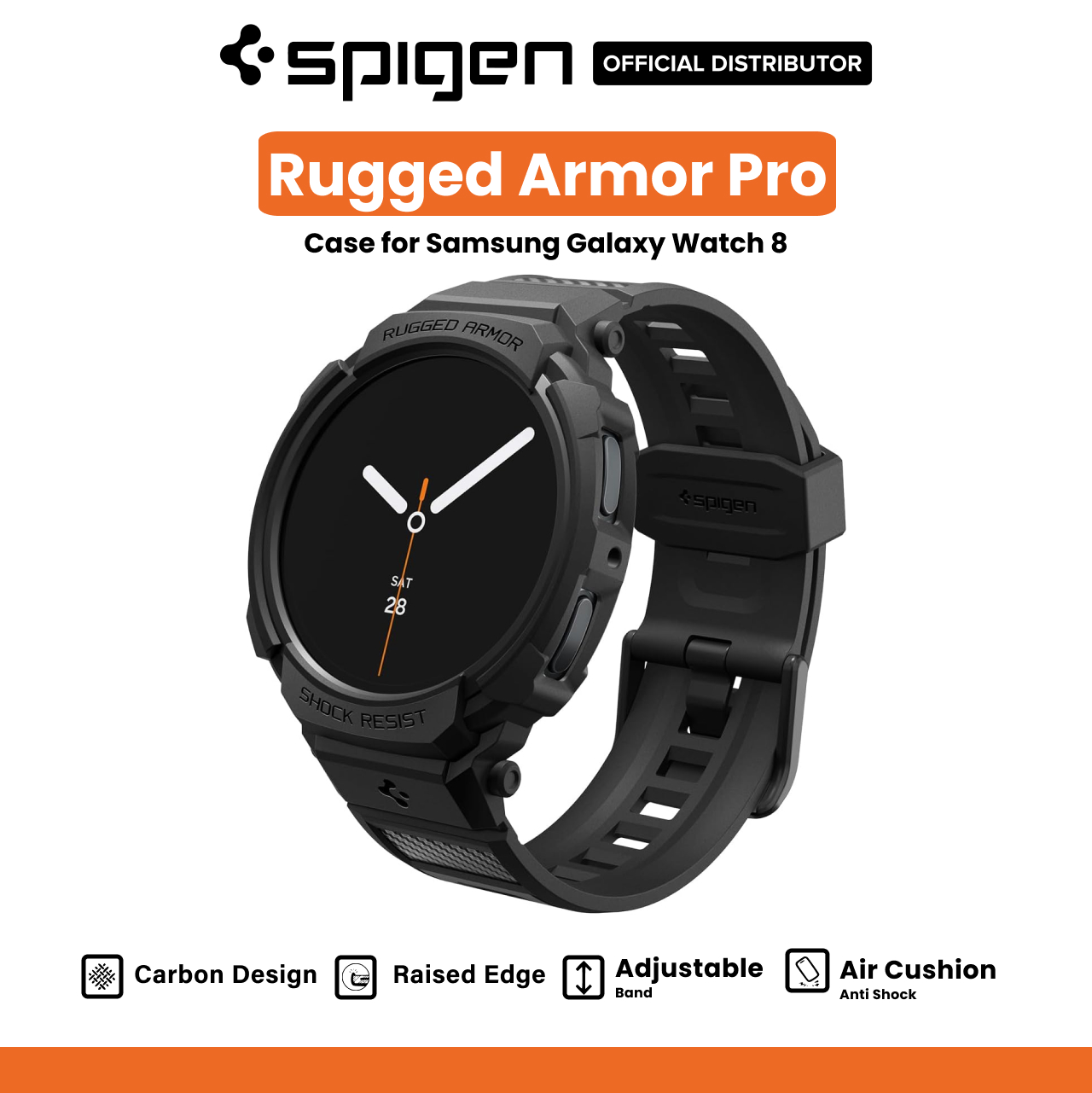 Spigen Galaxy Watch 8 (40mm) Case Strap Rugged Armor Pro - Matte Black ACS10005