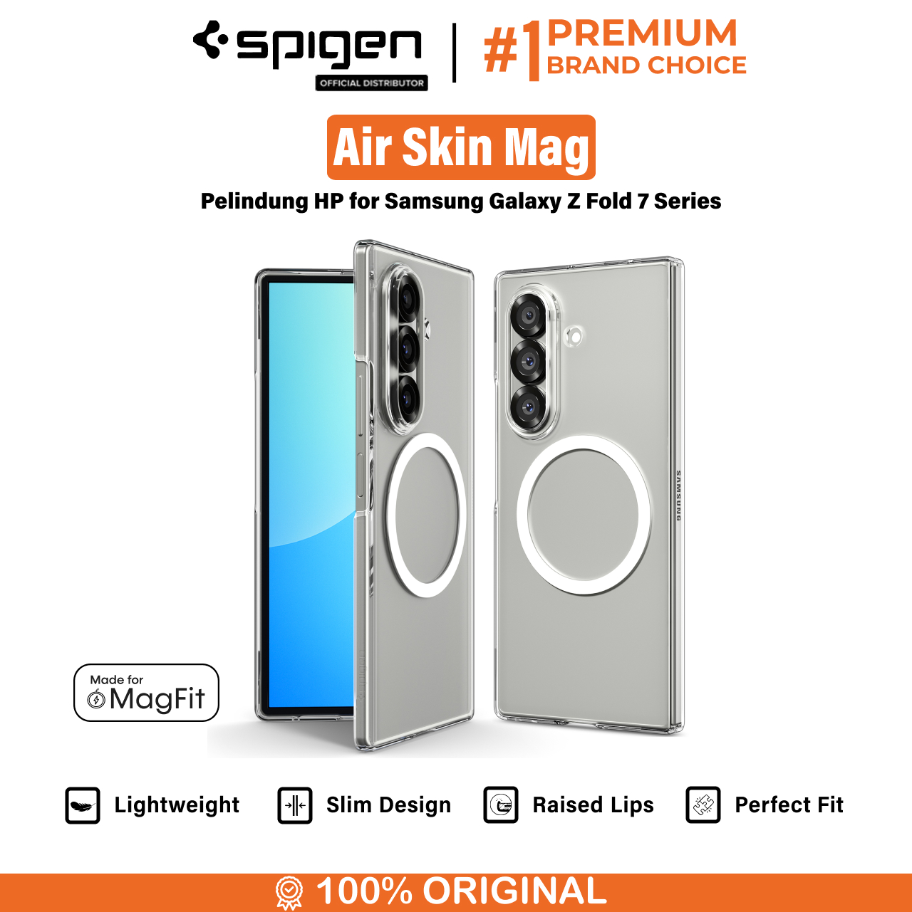 Spigen Galaxy Z Fold 7 Case Air Skin MagFit - Clear White ACS09545