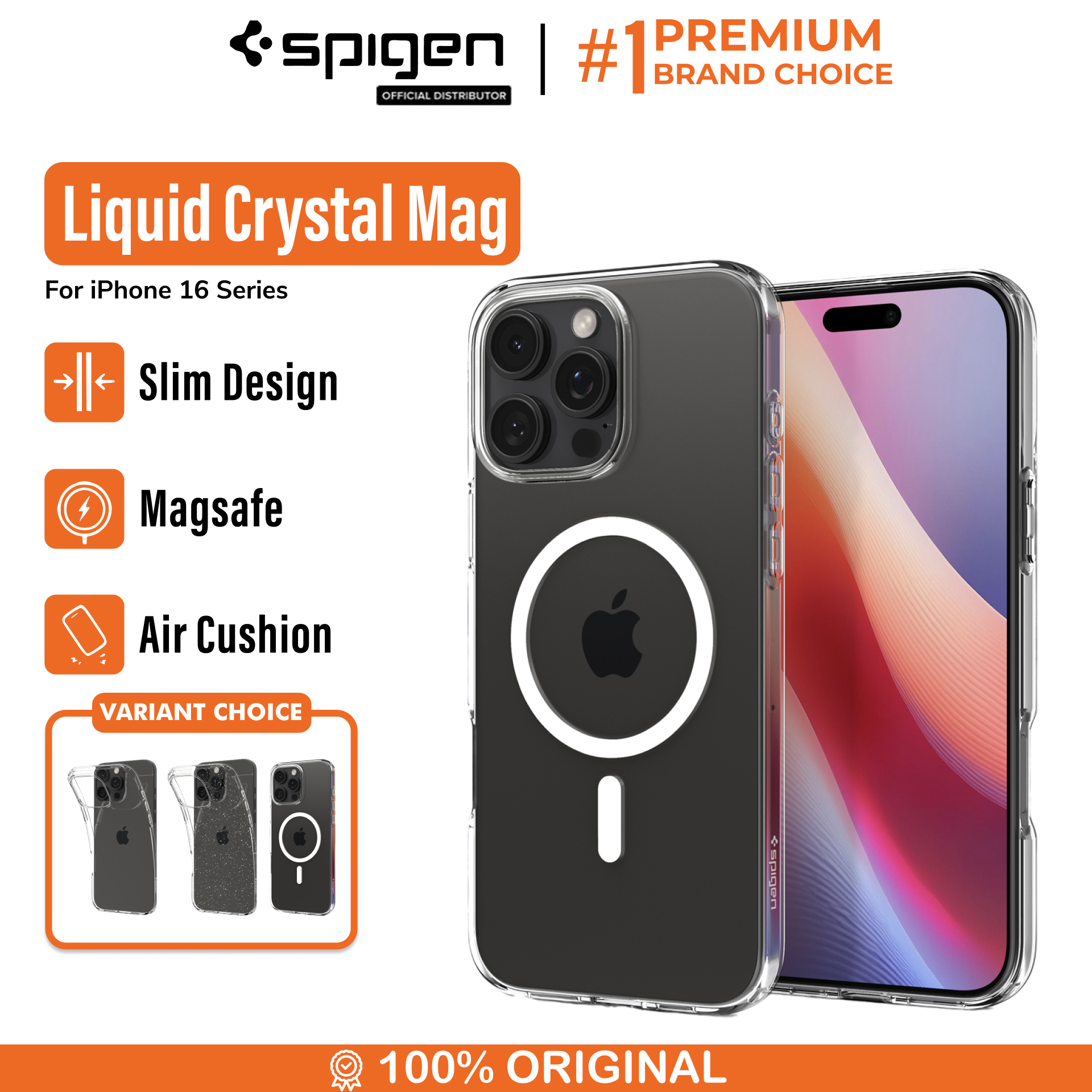 Spigen iPhone 16 Pro Case Liquid Crystal - Crystal Clear ACS08112-1